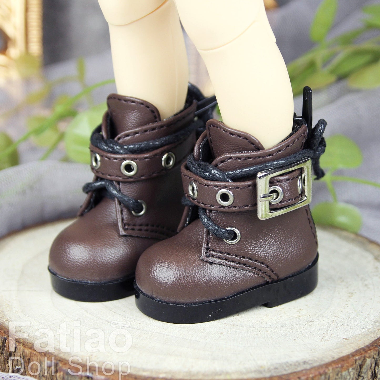 Fatiao - New Dollfie Yo-SD 1/6 BJD Doll Shoes Boots - Black / Brown (Size 4.5cm)