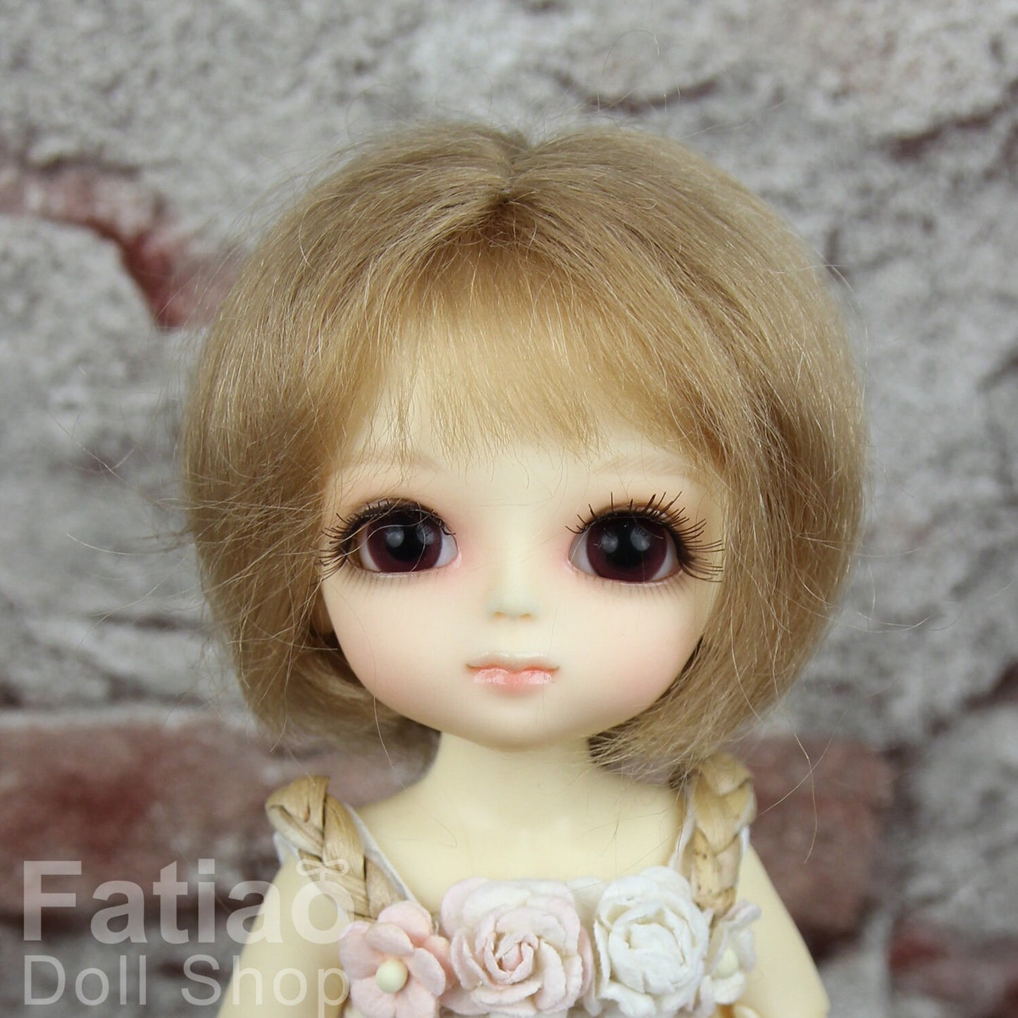 Fatiao - BJD Dollfie Lati Yellow Pukifee 5-6 inch Mohair Doll Wig - Latte