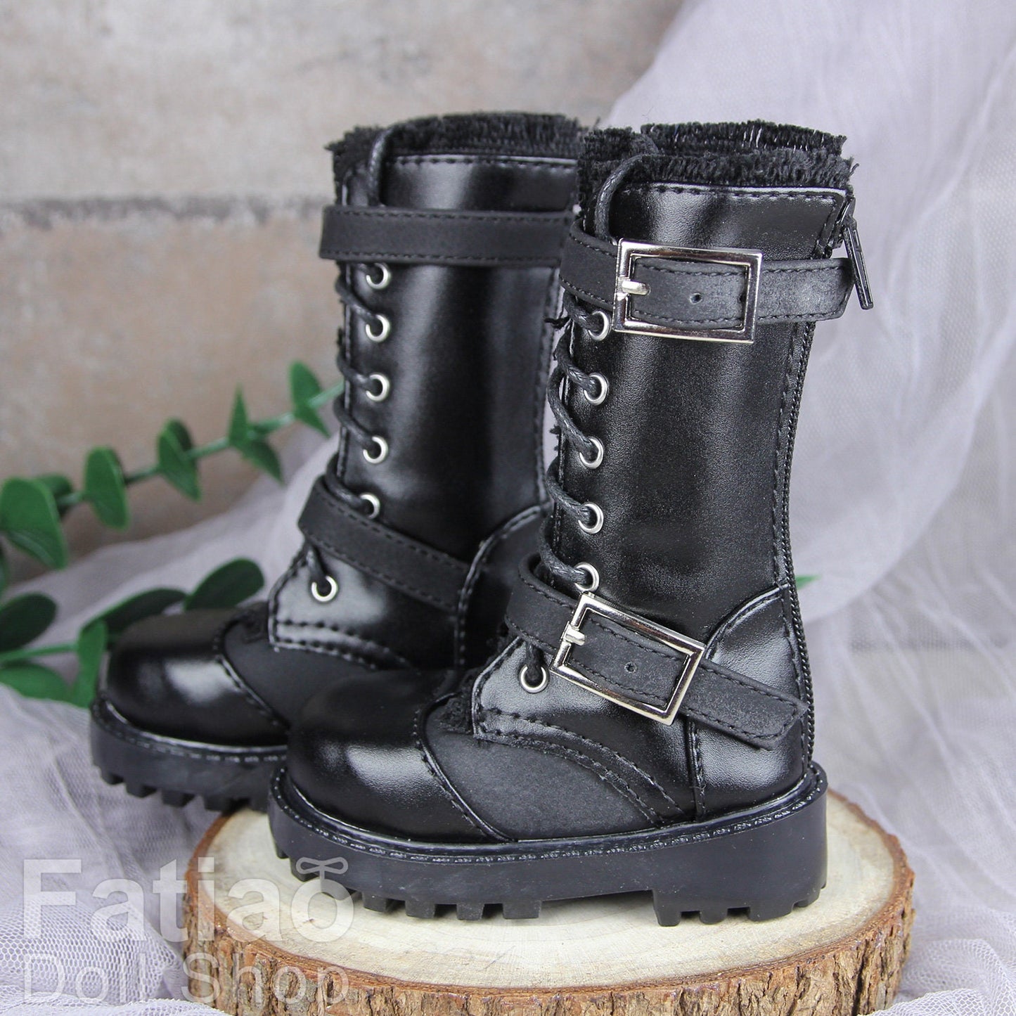 Fatiao - 1/3 BJD SD Supper dollfie Boots Dolls Shoes - Black (Size 7.5cm)