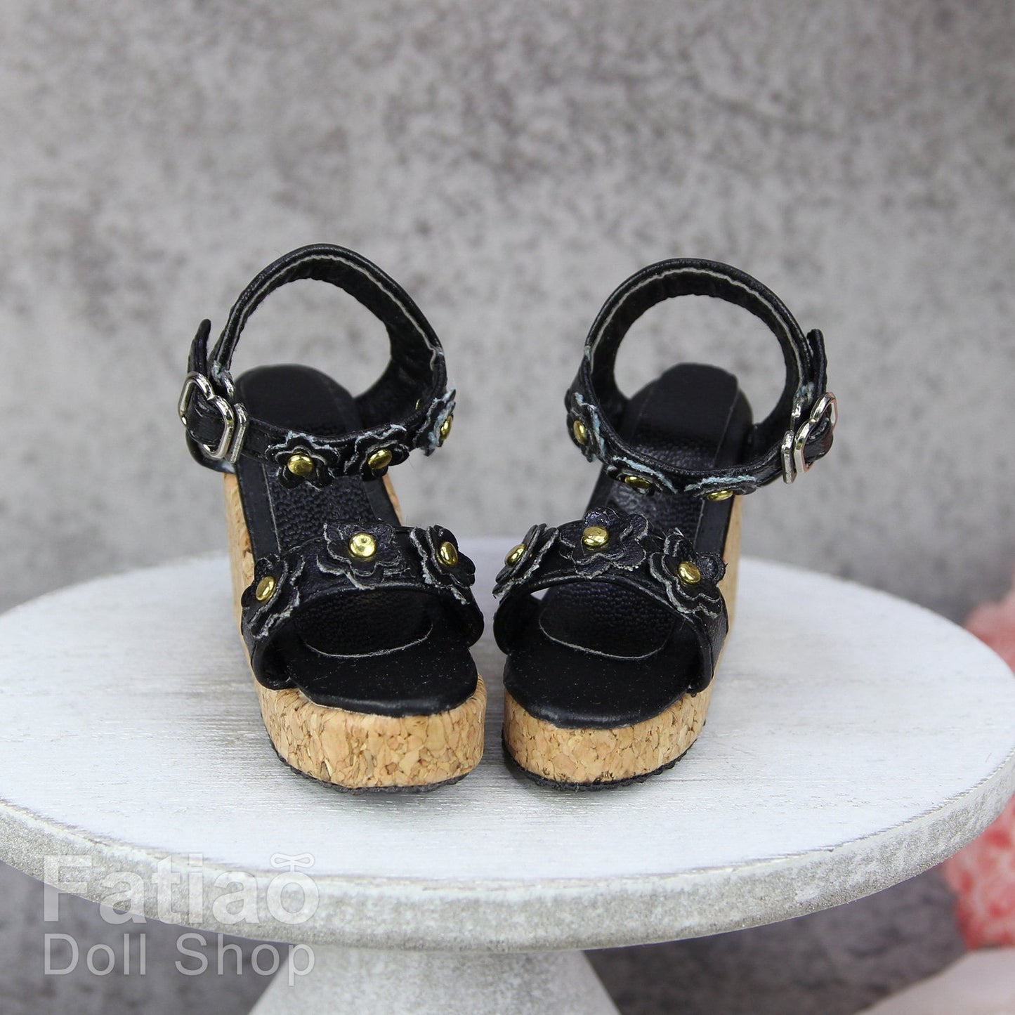 Fatiao - New 1/4 BJD MSD Dollfie Dolls Wedge sandals Shoes - Black (Size 5cm)