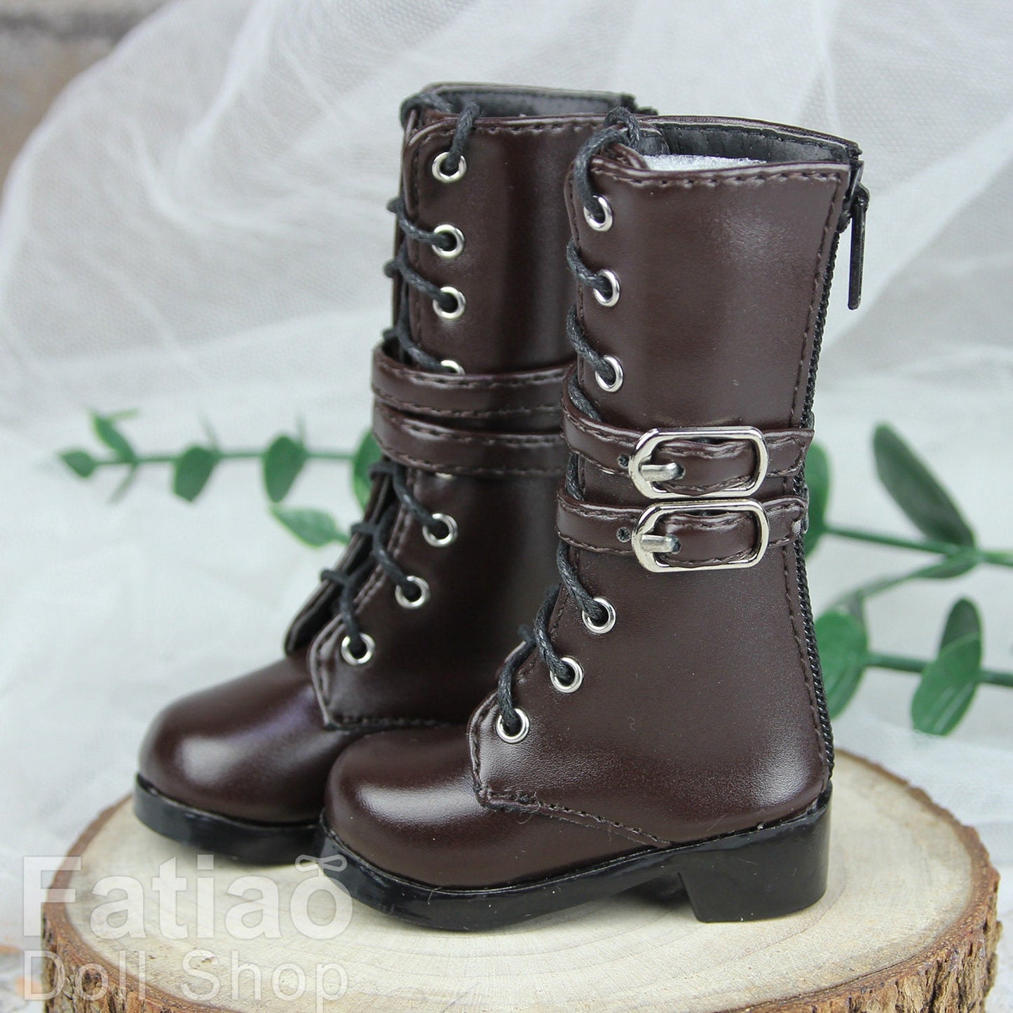 Fatiao - New 1/4 BJD MSD Dollfie Dolls Shoes Boots - Dark Brown (Size 5.5cm)