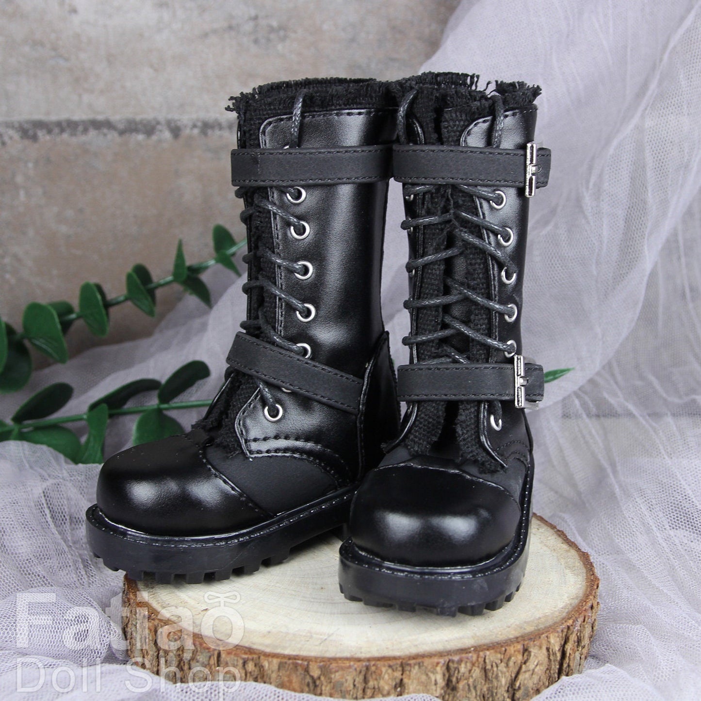 Fatiao - 1/3 BJD SD Supper dollfie Boots Dolls Shoes - Black (Size 7.5cm)