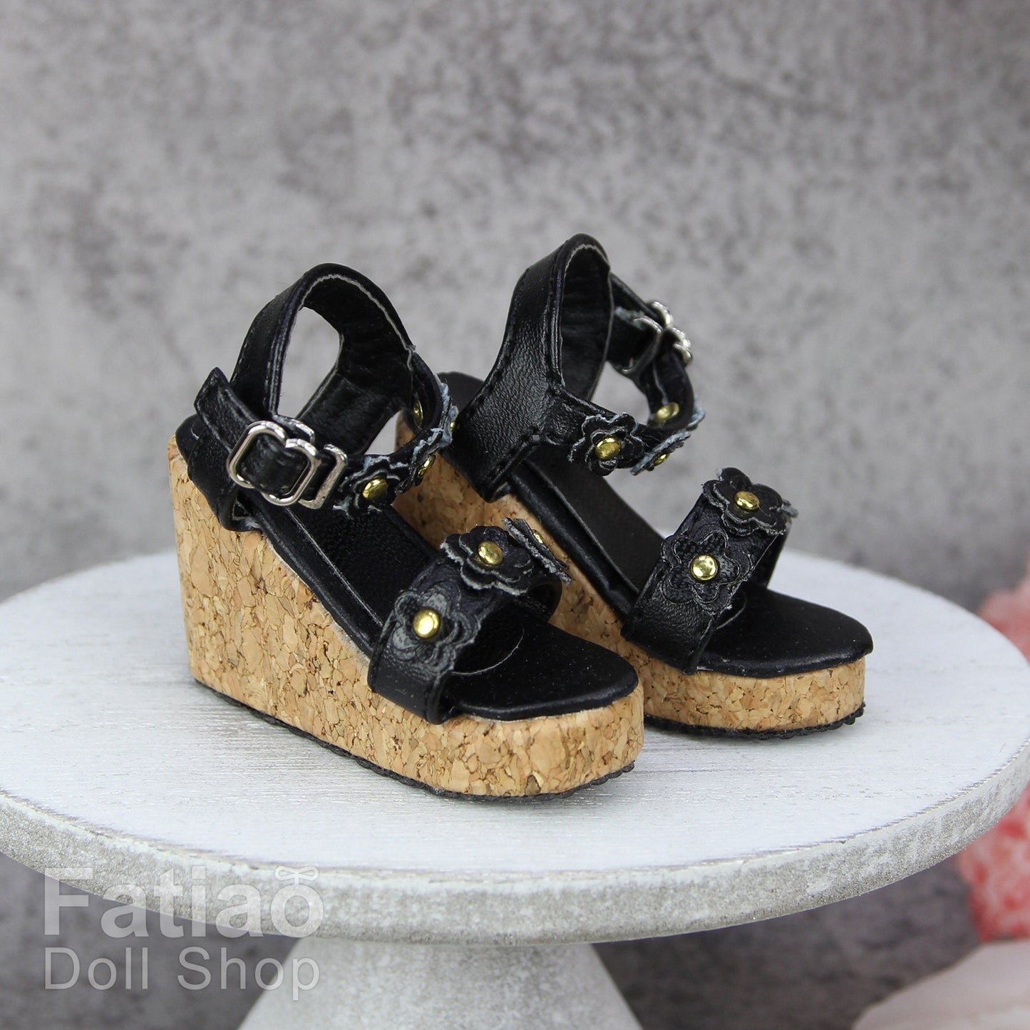 Fatiao - New 1/4 BJD MSD Dollfie Dolls Wedge sandals Shoes - Black (Size 5cm)