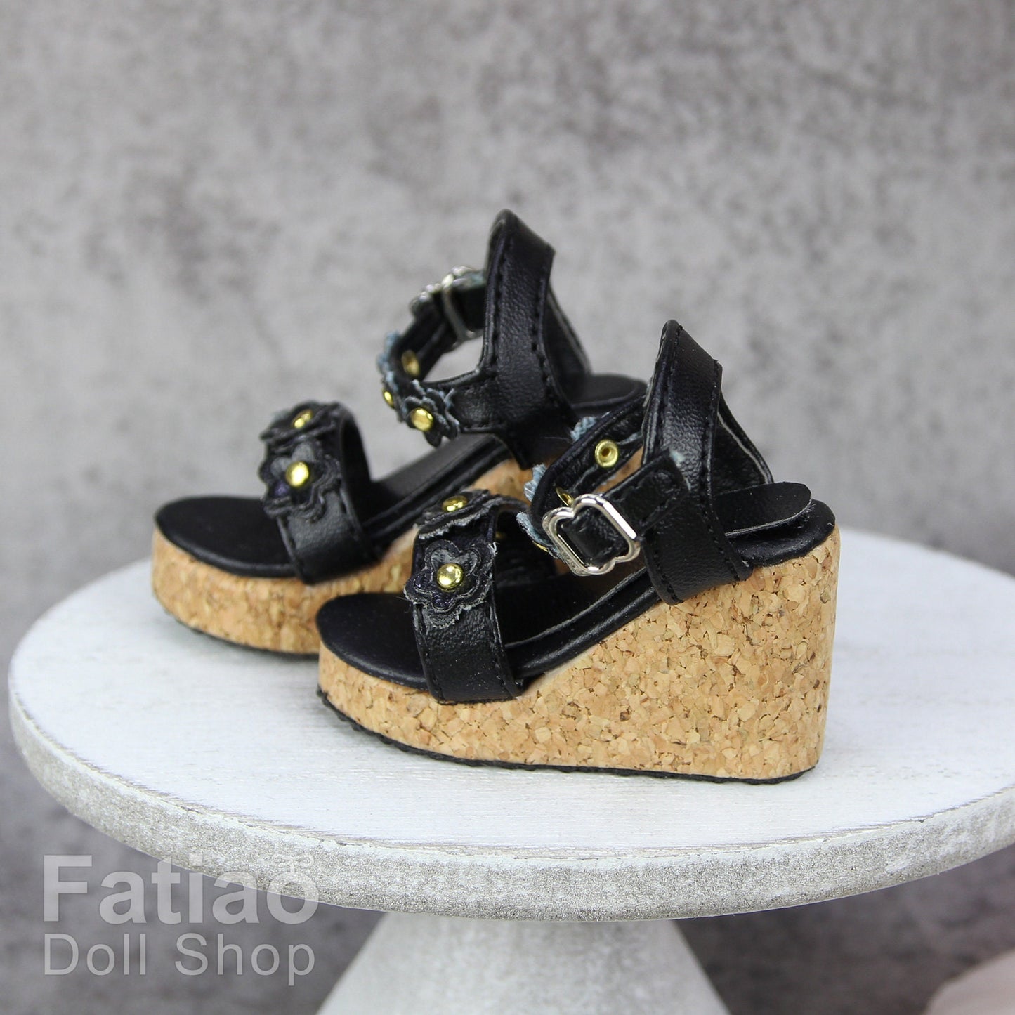 Fatiao - New 1/4 BJD MSD Dollfie Dolls Wedge sandals Shoes - Black (Size 5cm)
