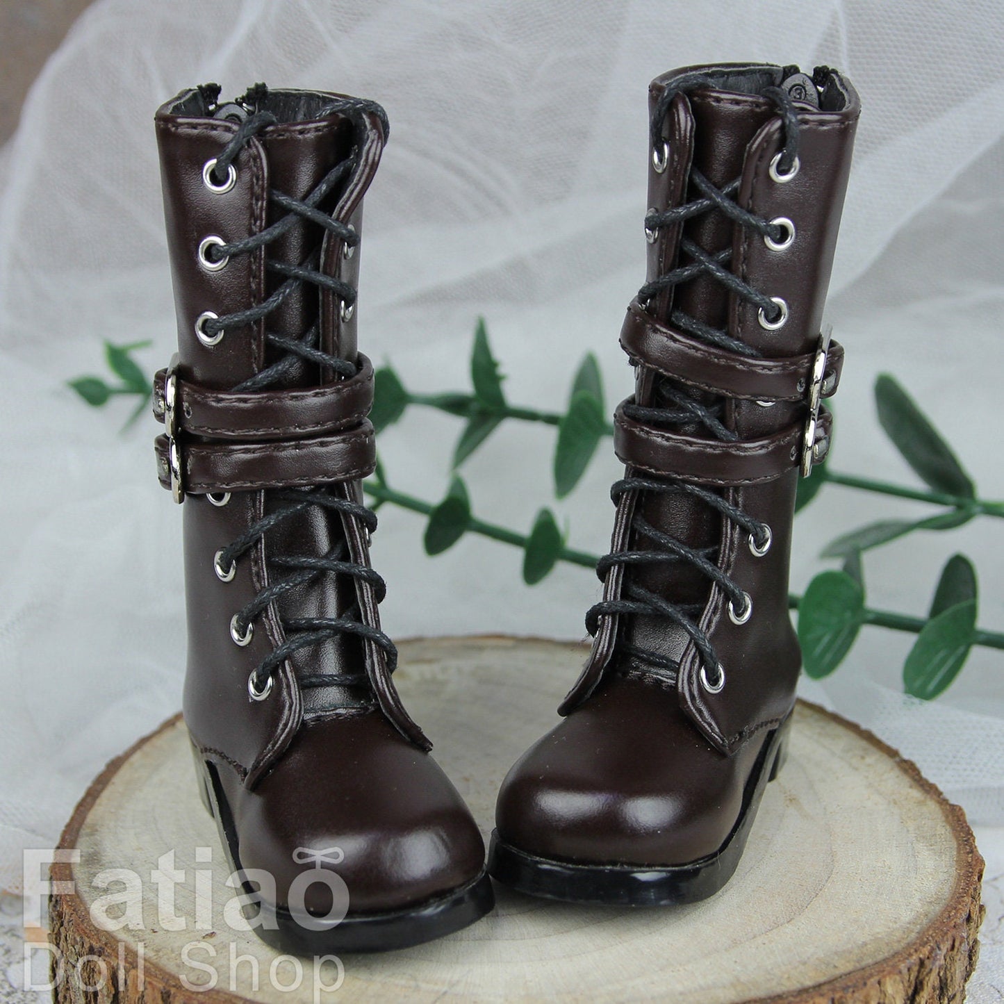 Fatiao - New 1/4 BJD MSD Dollfie Dolls Shoes Boots - Dark Brown (Size 5.5cm)
