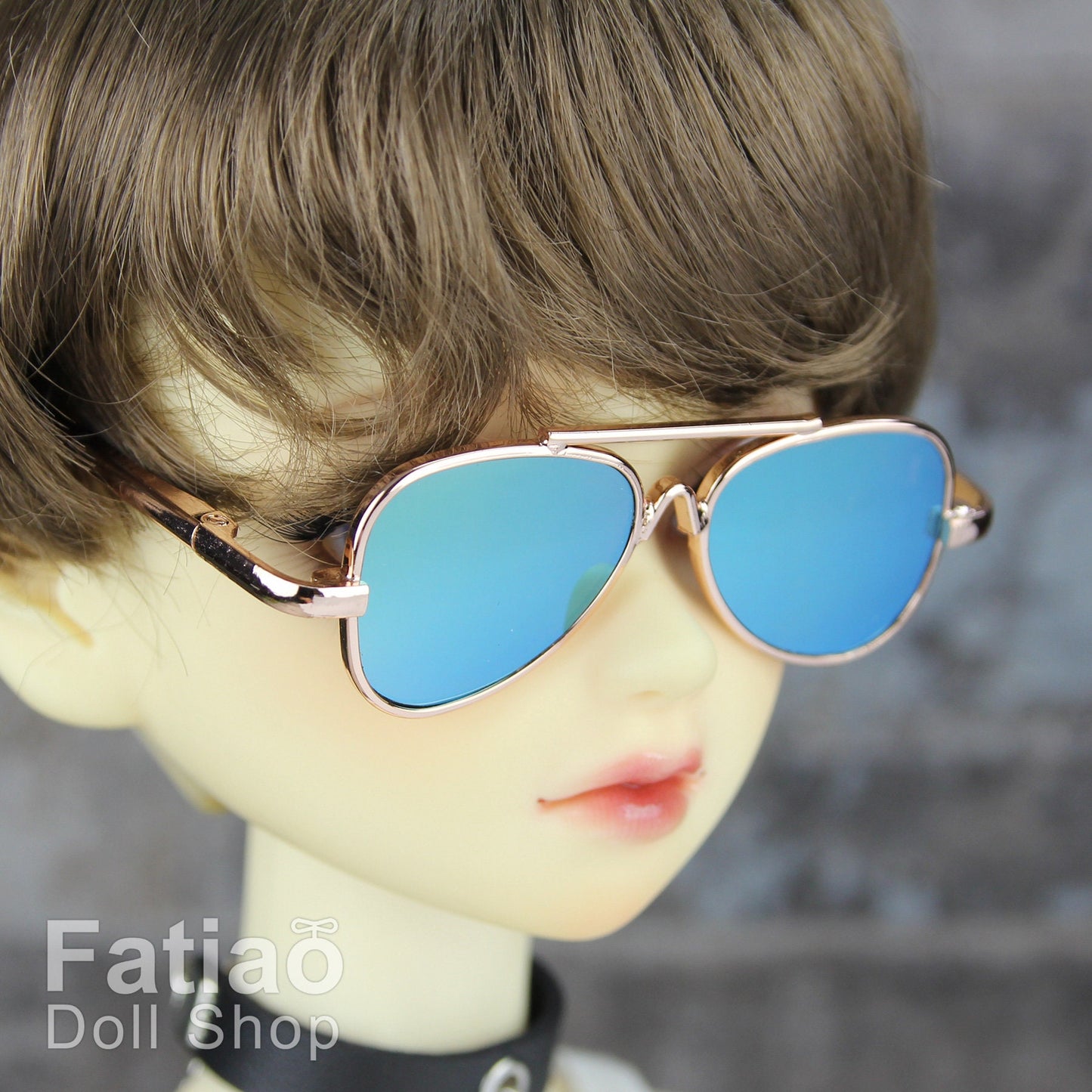 New fashion Rimless Frames Dolls Sun Glasses fit 1/3 BJD SD Super Dollfie - Gold
