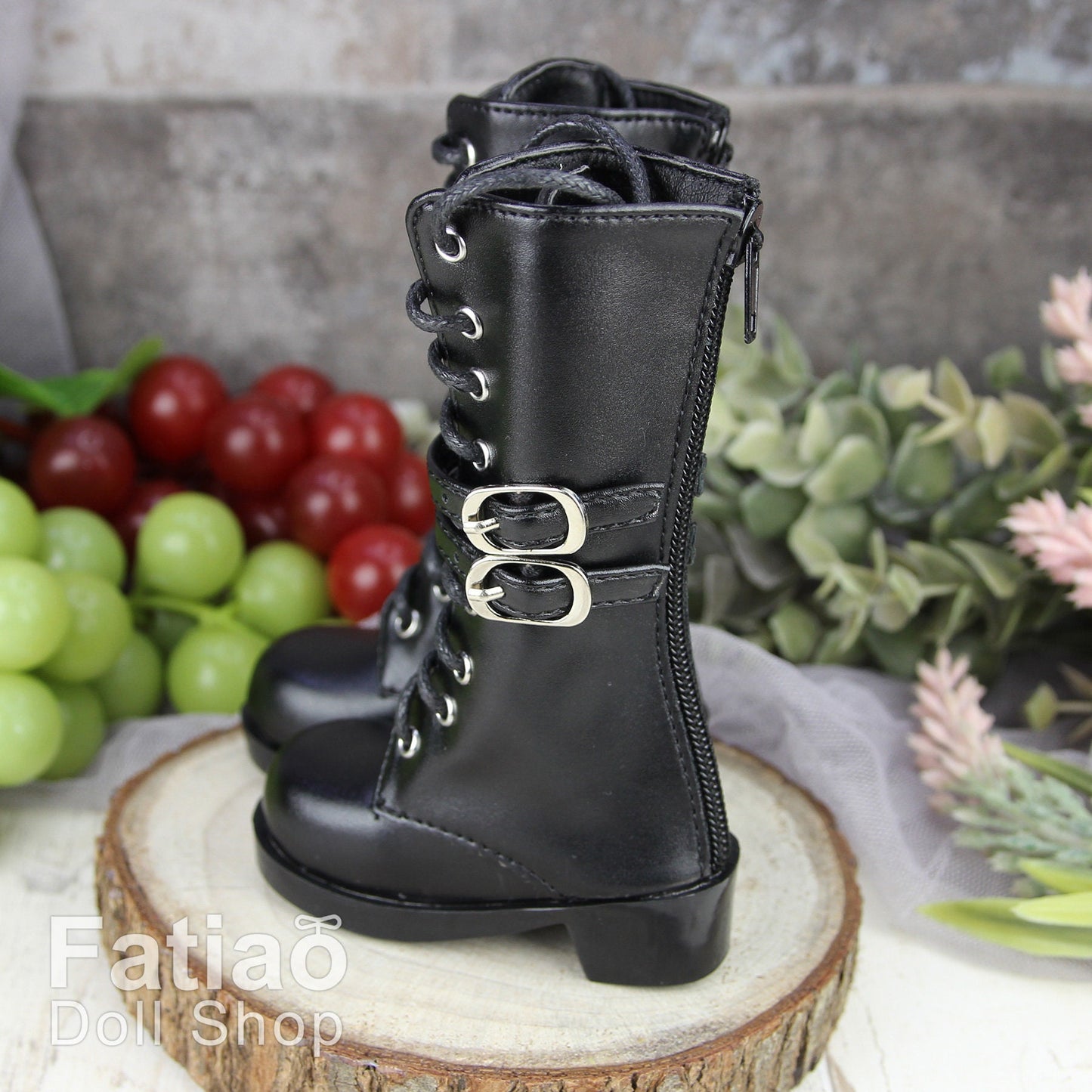 Fatiao - New 1/3 BJD Dollfie DD Dolls Shoes Boots - Black (Size 6.5cm)