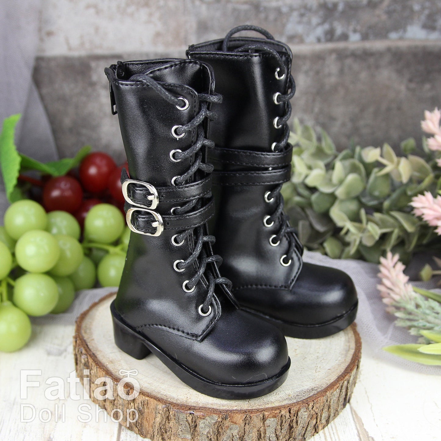 Fatiao - New 1/3 BJD Dollfie DD Dolls Shoes Boots - Black (Size 6.5cm)