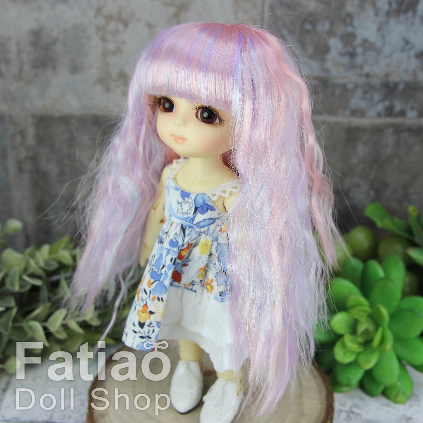 Fatiao - BJD Dollfie Lati Yellow Pukifee 5-6" Doll Wig - Pink purple