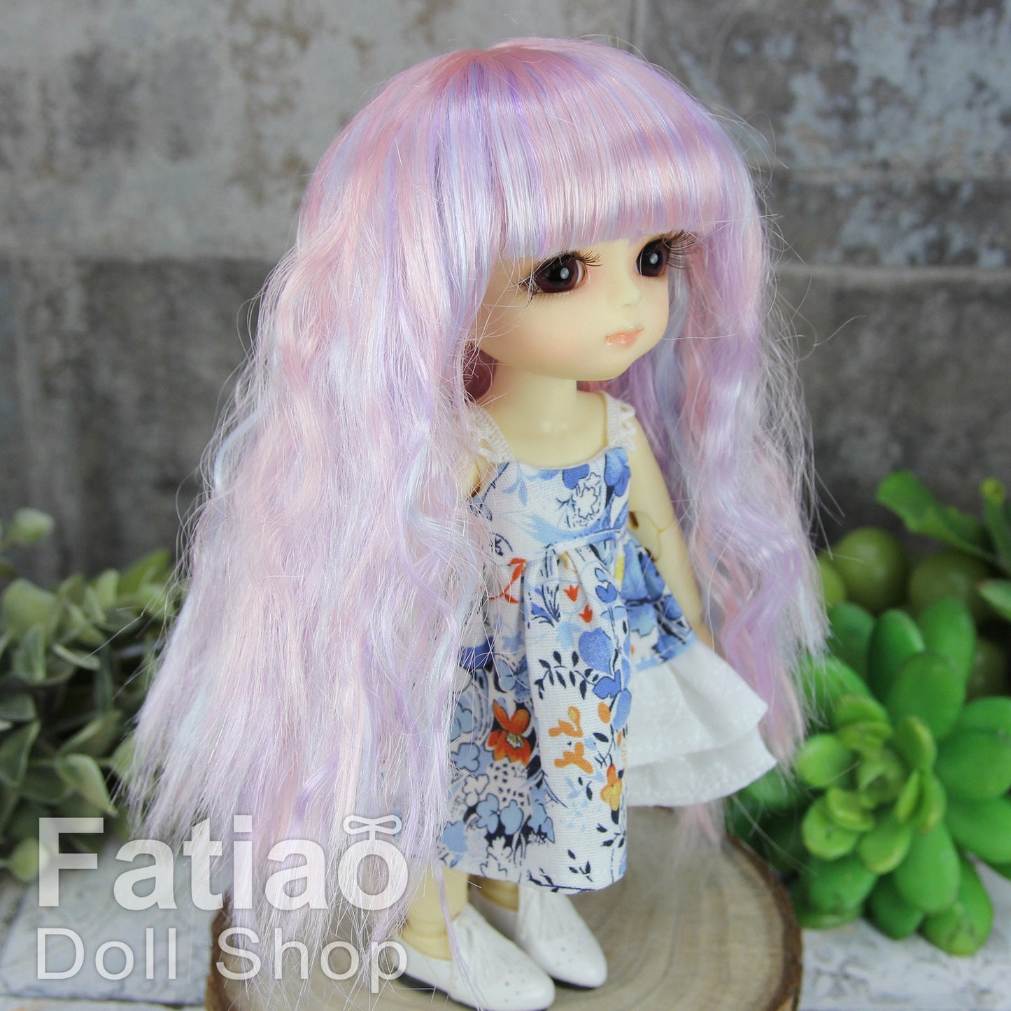 Fatiao - BJD Dollfie Lati Yellow Pukifee 5-6" Doll Wig - Pink purple