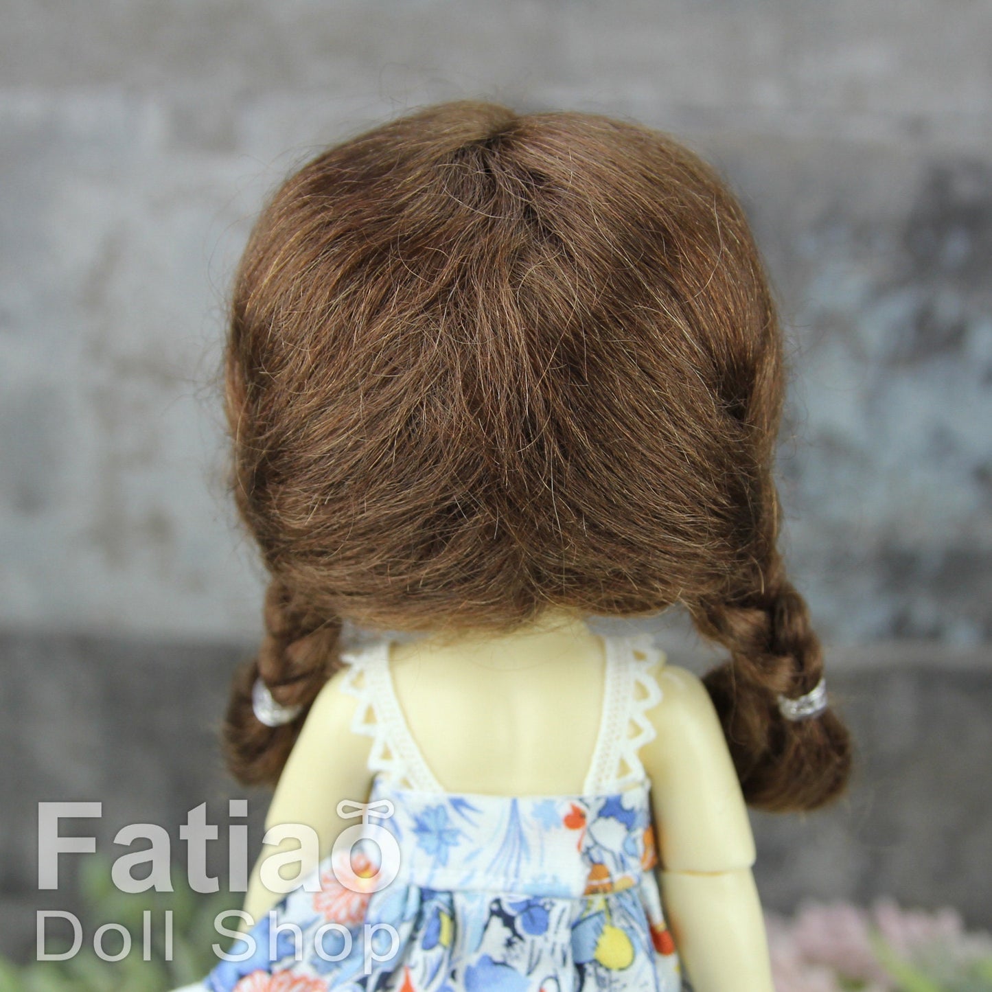 Fatiao - Dollfie Lati Yellow Pukifee 5-6 inch Mohair Doll Wig - Dark Brown