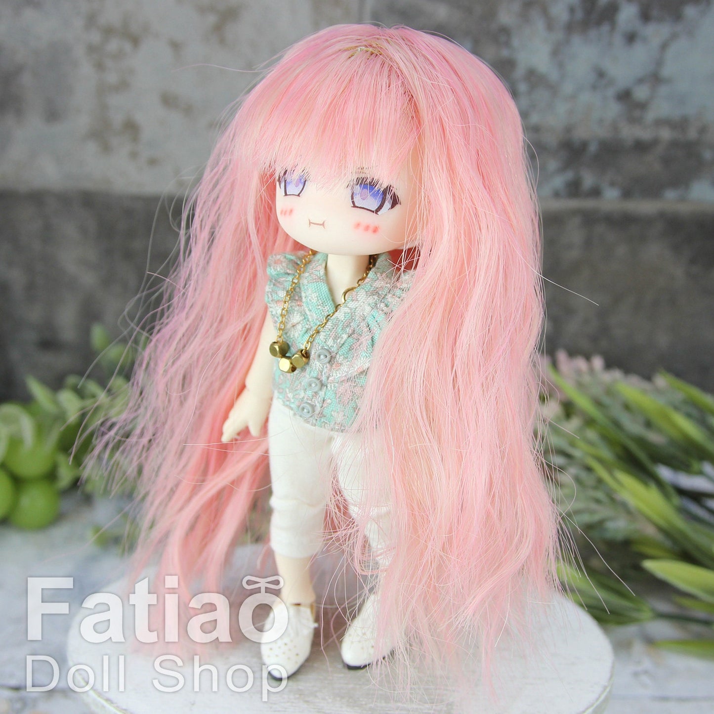 Fatiao - New Dollfie Bisou AI BJD Dolls Wig - size 4-5" - Strawberry Milk