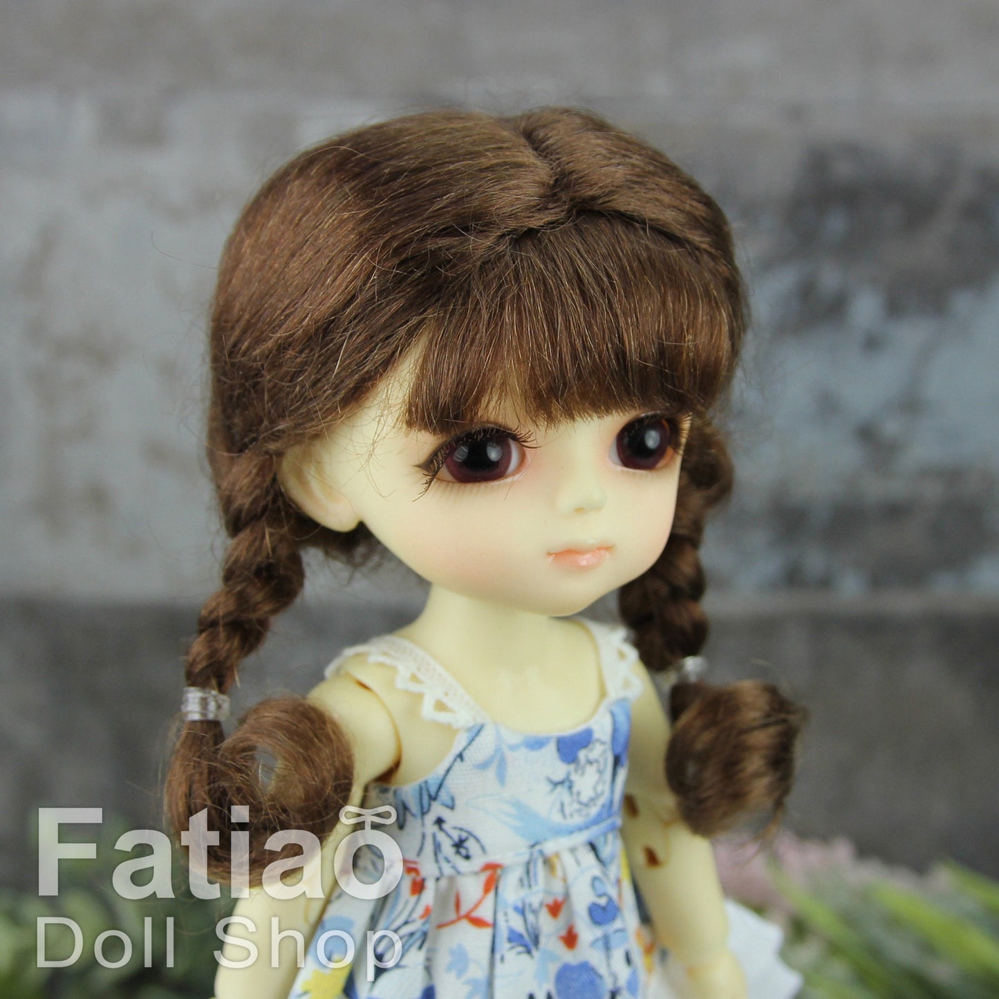 Fatiao - Dollfie Lati Yellow Pukifee 5-6 inch Mohair Doll Wig - Dark Brown