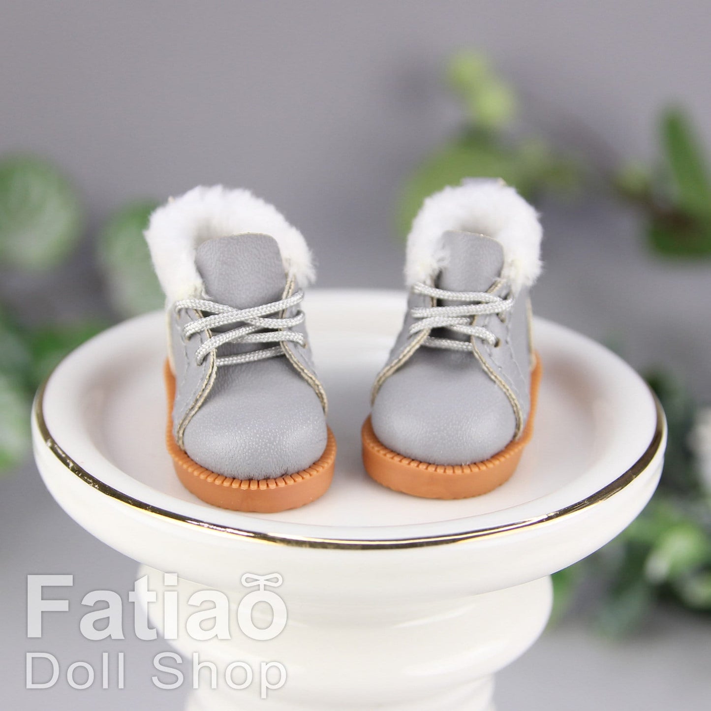 Fatiao - New Lati Yellow Pukifee Luts Tiny 1/8 BJD Dolls Lace-up Fur boots shoes (Size 2.7cm)