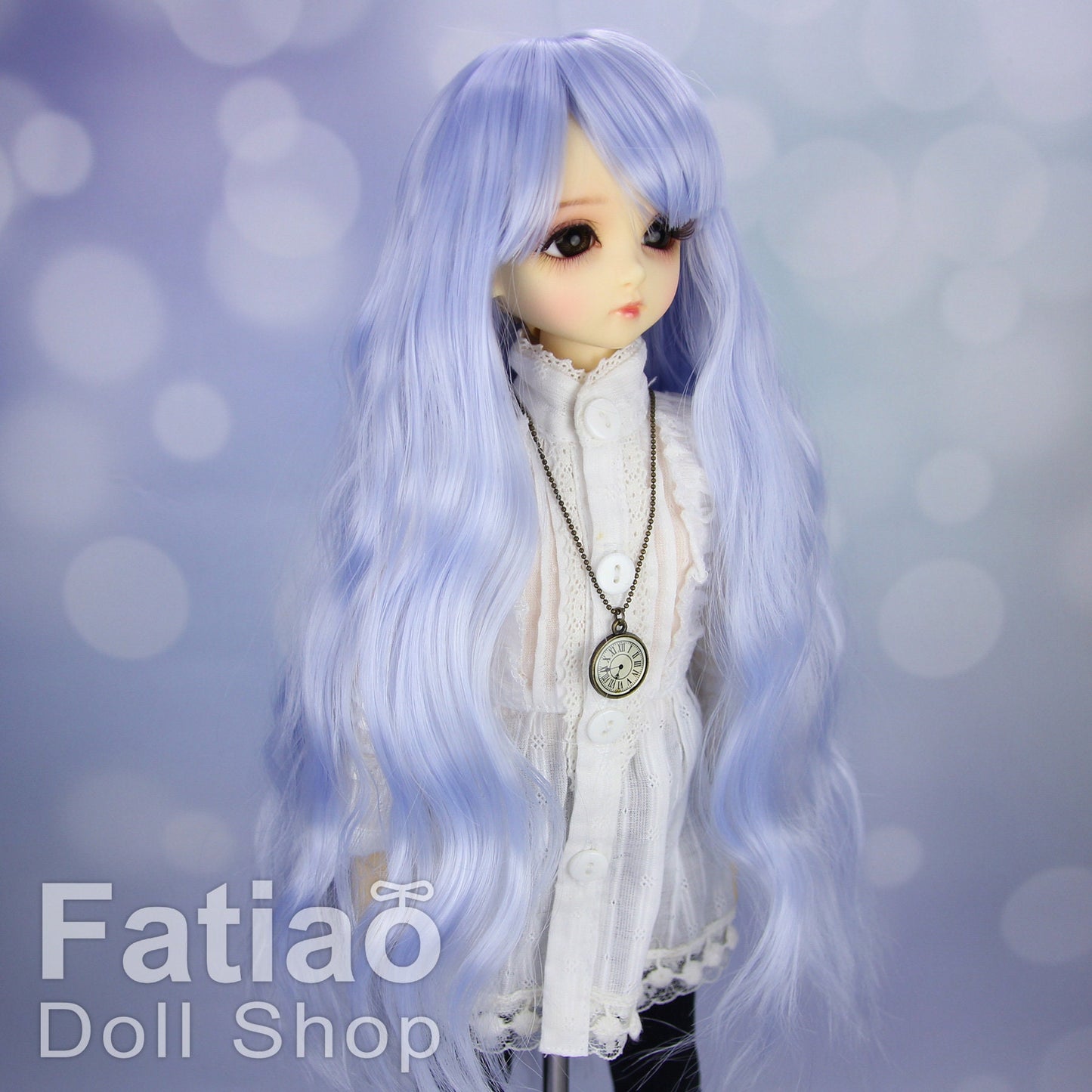 Fatiao - New Dollfie MSD Kaye Wiggs 1/4 BJD MDD - 7-8 inch Dolls Long Curls Wig - Periwinkle