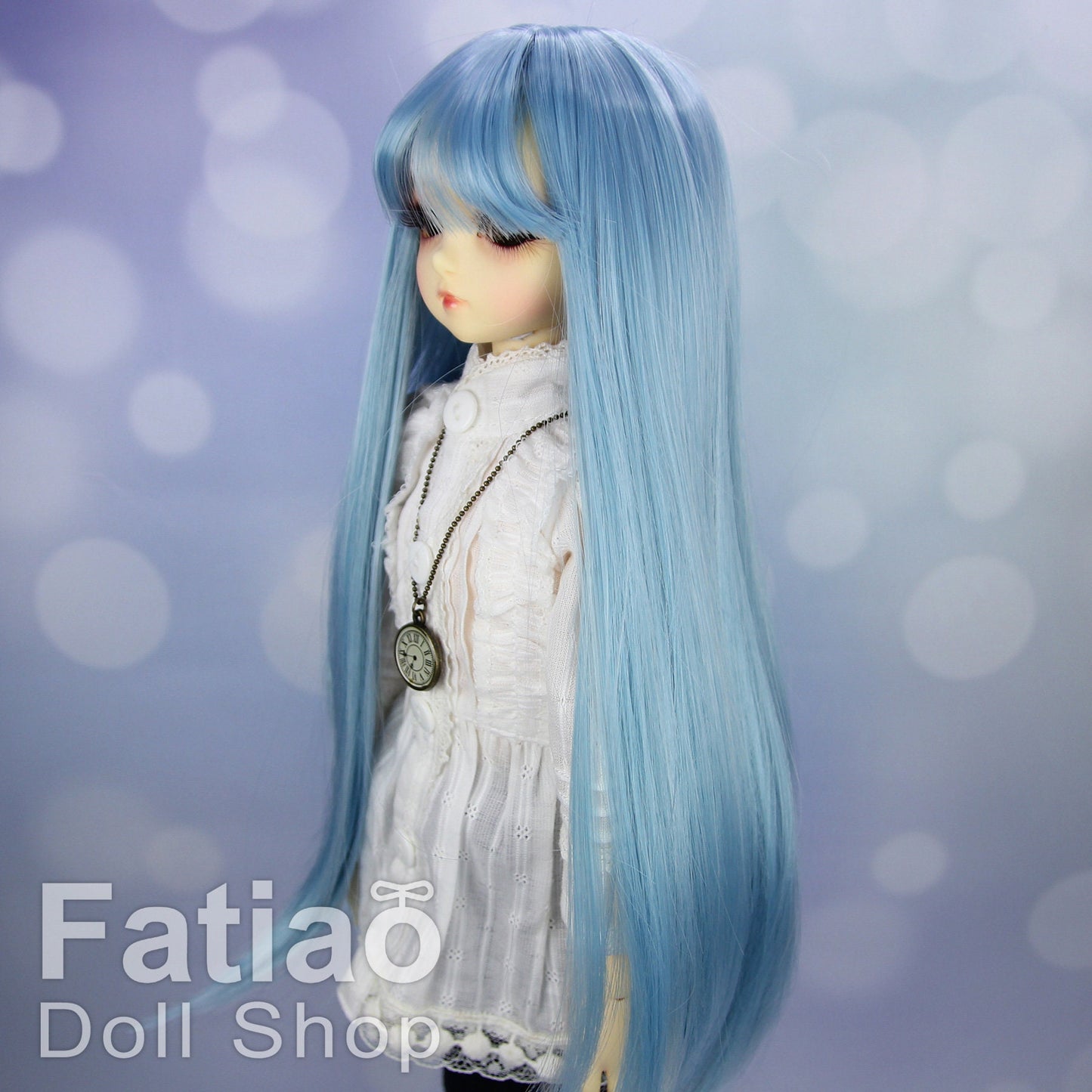 Fatiao - New Dollfie MSD Kaye Wiggs 1/4 BJD MDD - 7-8 inch Dolls Long Wig - light blue