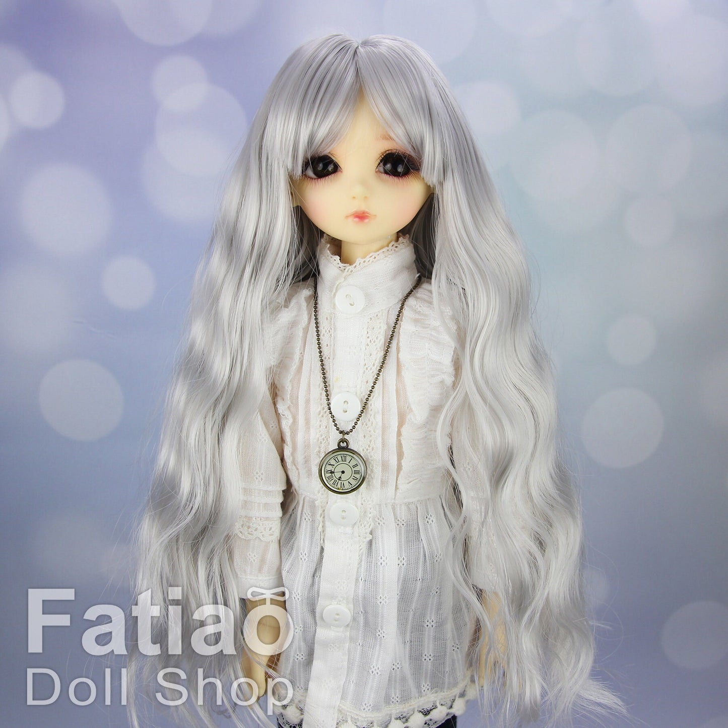 Fatiao - New Dollfie MSD Kaye Wiggs 1/4 BJD MDD - 7-8 inch Dolls Long Curls Wig - silver gray