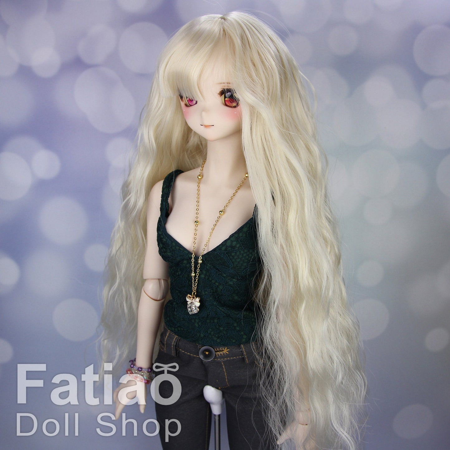 Fatiao - New Dollfie SD 1/3 BJD DD Dolls Long curly Wig size 8-9" - Blonde