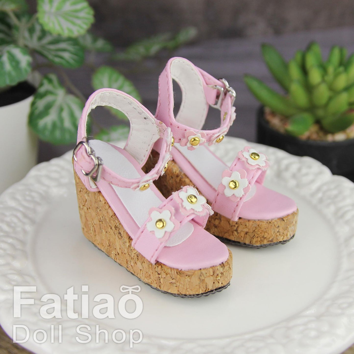 Fatiao - New 1/4 BJD MSD Dollfie Dolls Wedge sandals Shoes - Pink (Size 5cm)