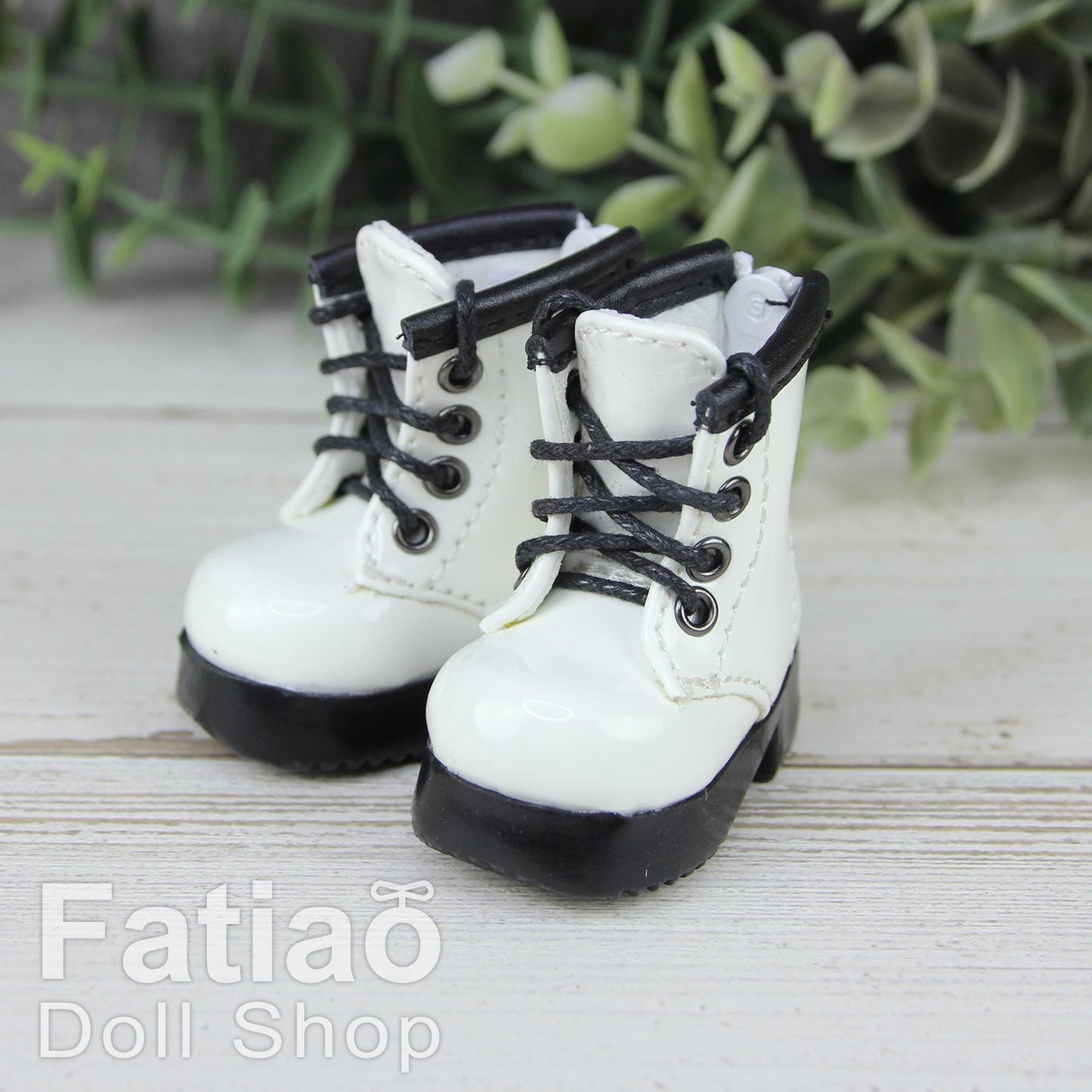 Fatiao - New Dollfie Yo-SD 1/6 BJD Doll Shoes Martin Boots - White (Size 4.5cm)