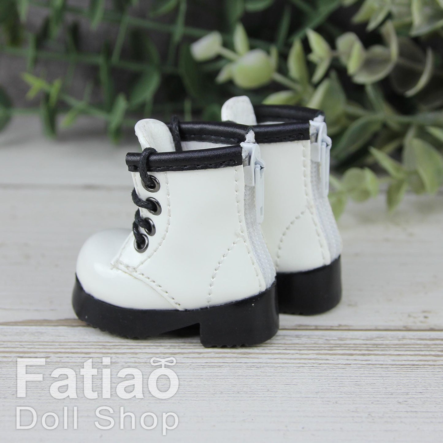Fatiao - New Dollfie Yo-SD 1/6 BJD Doll Shoes Martin Boots - White (Size 4.5cm)