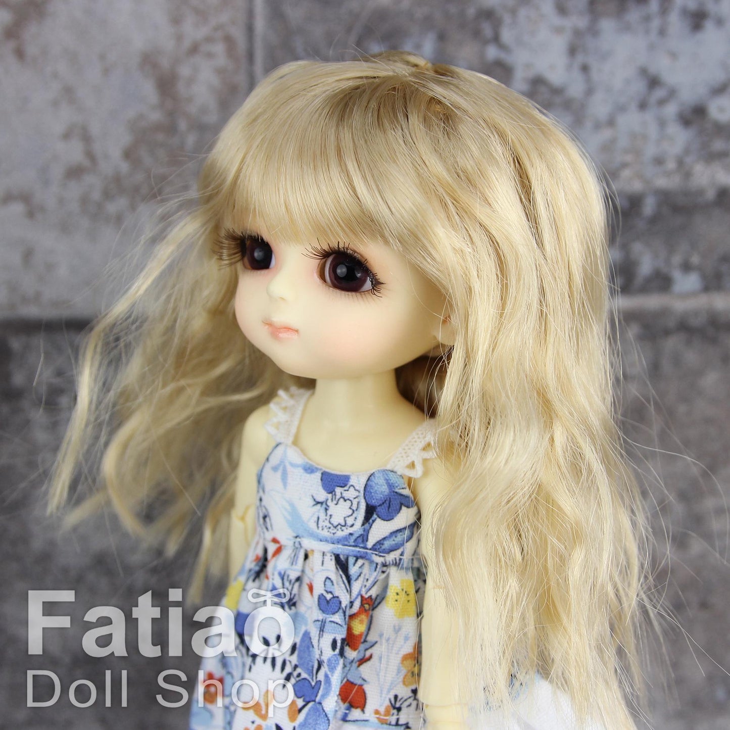 Fatiao - BJD Dollfie Lati Yellow Pukifee 5-6 inch Mohair Doll Wig - Cream gold