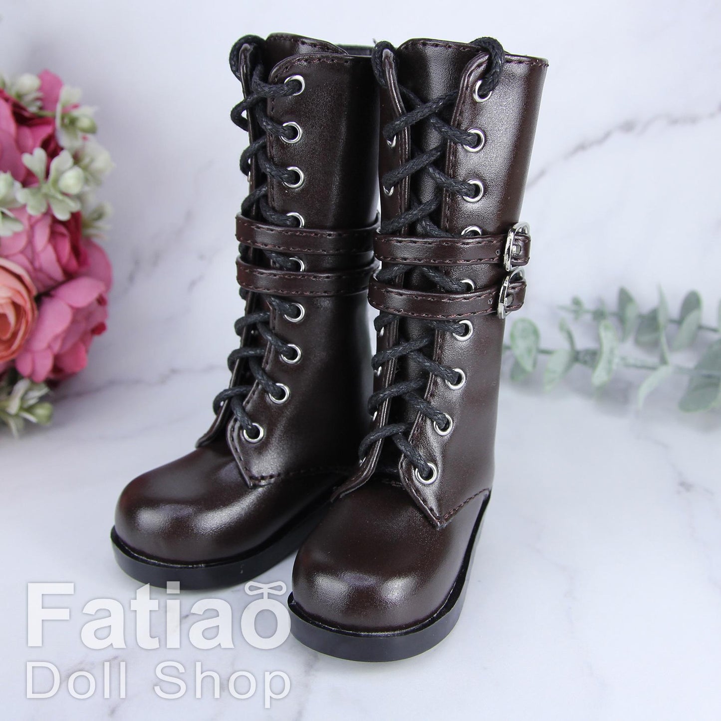 Fatiao - New 1/3 BJD Dollfie DD Dolls Shoes Boots - Dk Brown (Size 6.5cm)