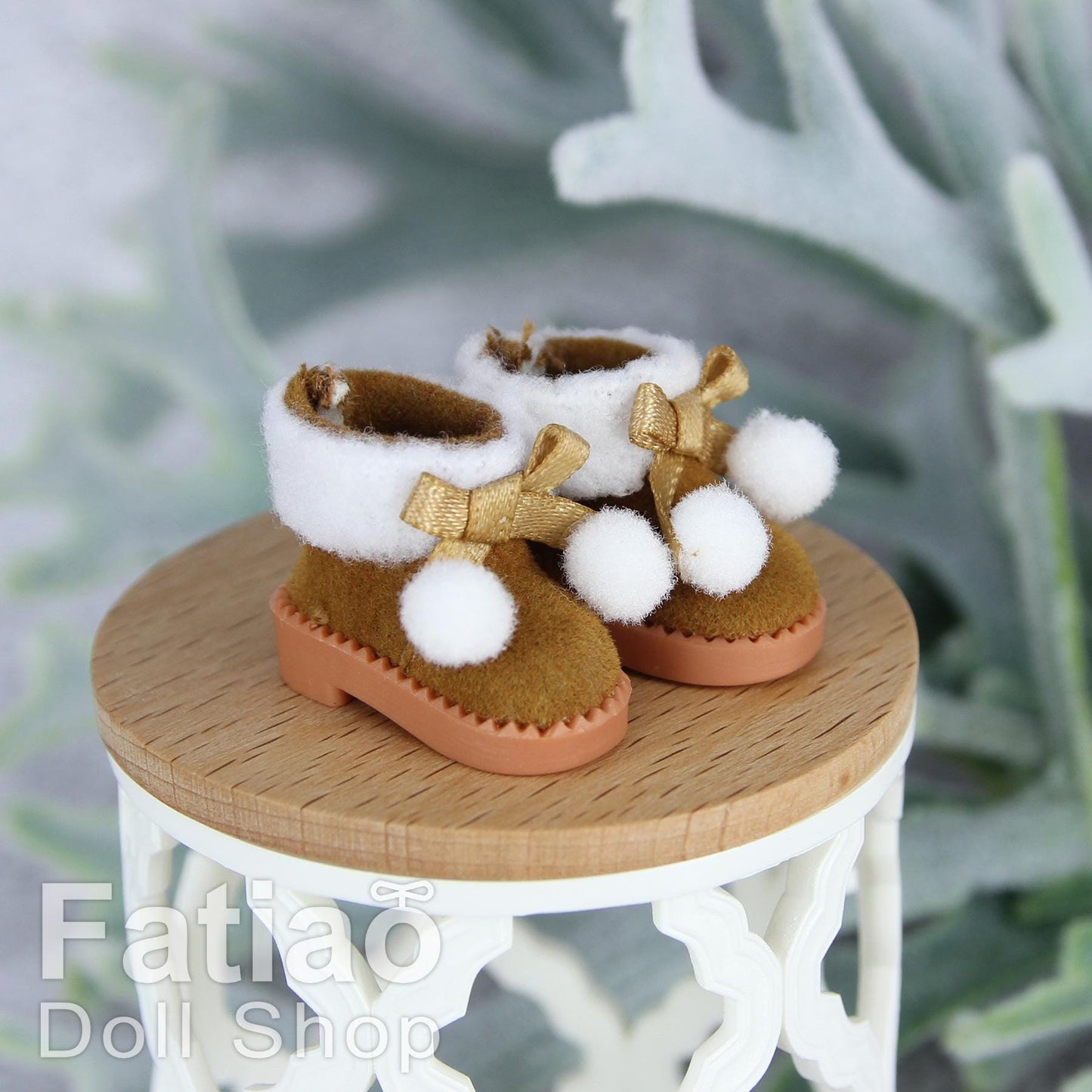 Fatiao - New OB11 Obitsu 11 Cu-poche 1/12 BJD Nendoroid GSC Blythe OB22 pullip doll shoes Fluffy Ball Brown boots