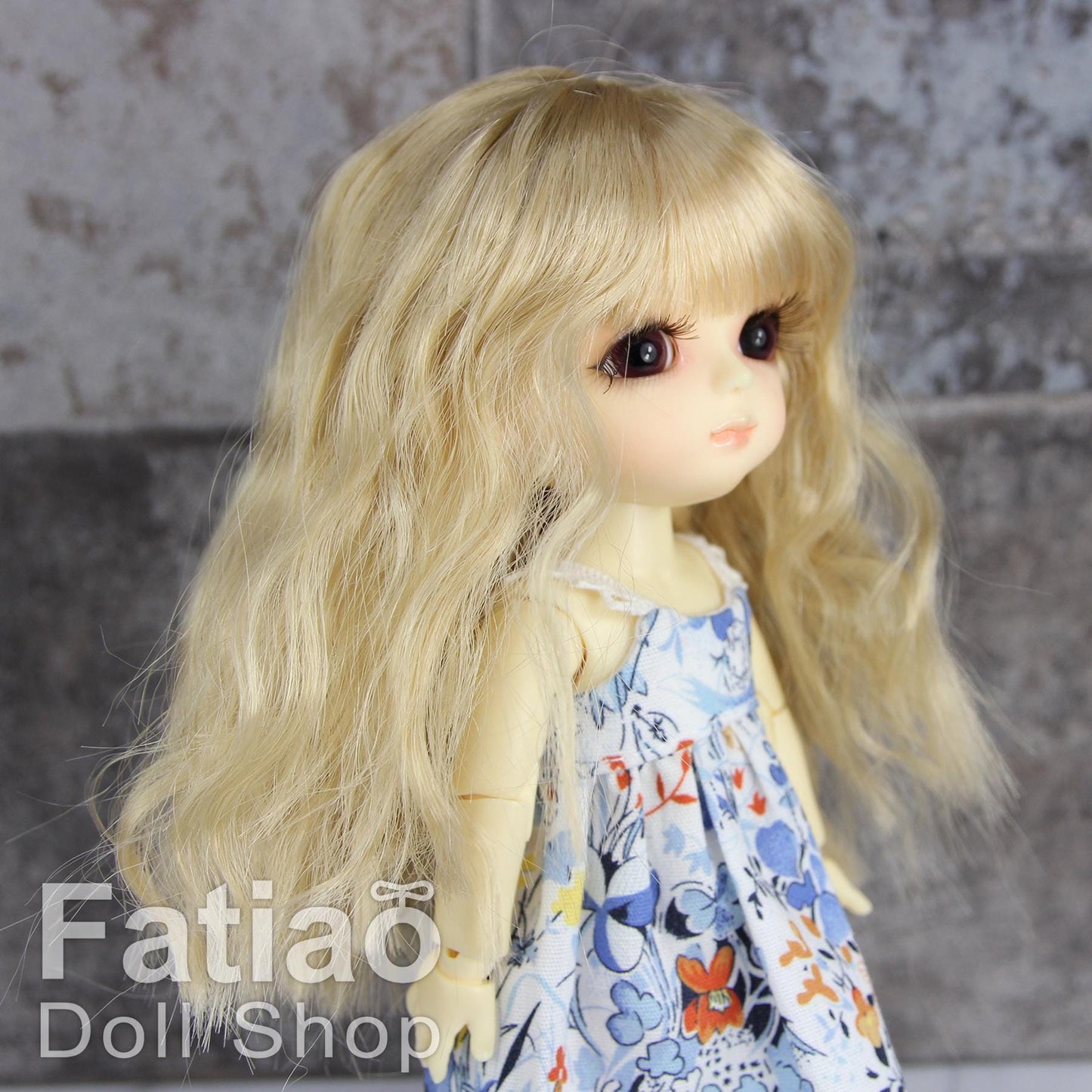 Fatiao - BJD Dollfie Lati Yellow Pukifee 5-6 inch Mohair Doll Wig - Cream gold