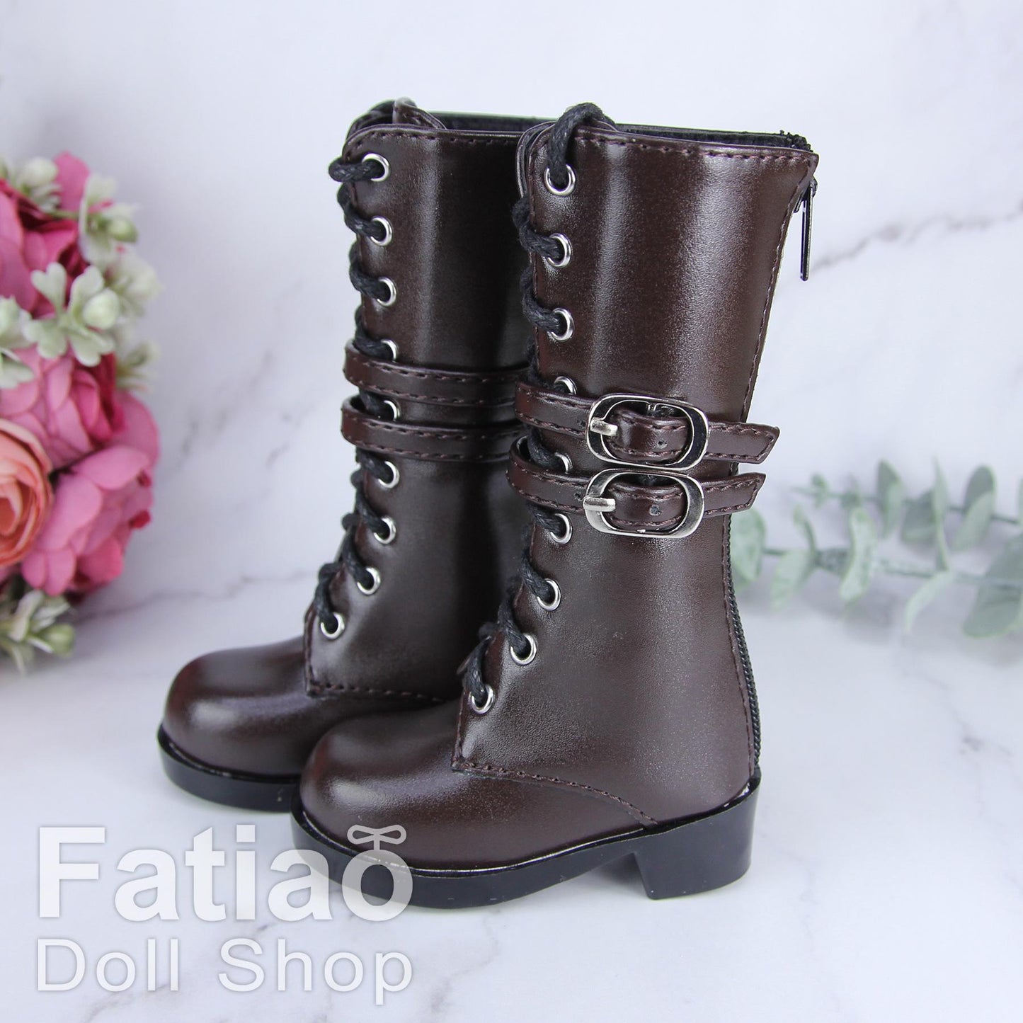 Fatiao - New 1/3 BJD Dollfie DD Dolls Shoes Boots - Dk Brown (Size 6.5cm)