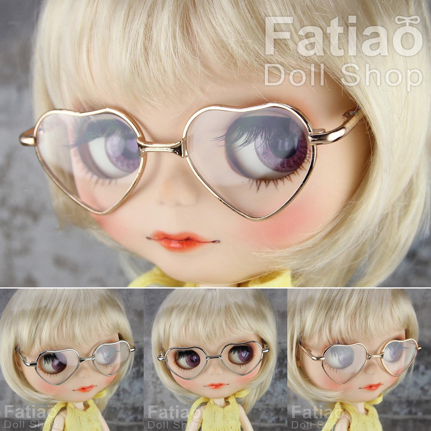 New Dolls fashion Sunglasses Glasses fit Blythe - Heart