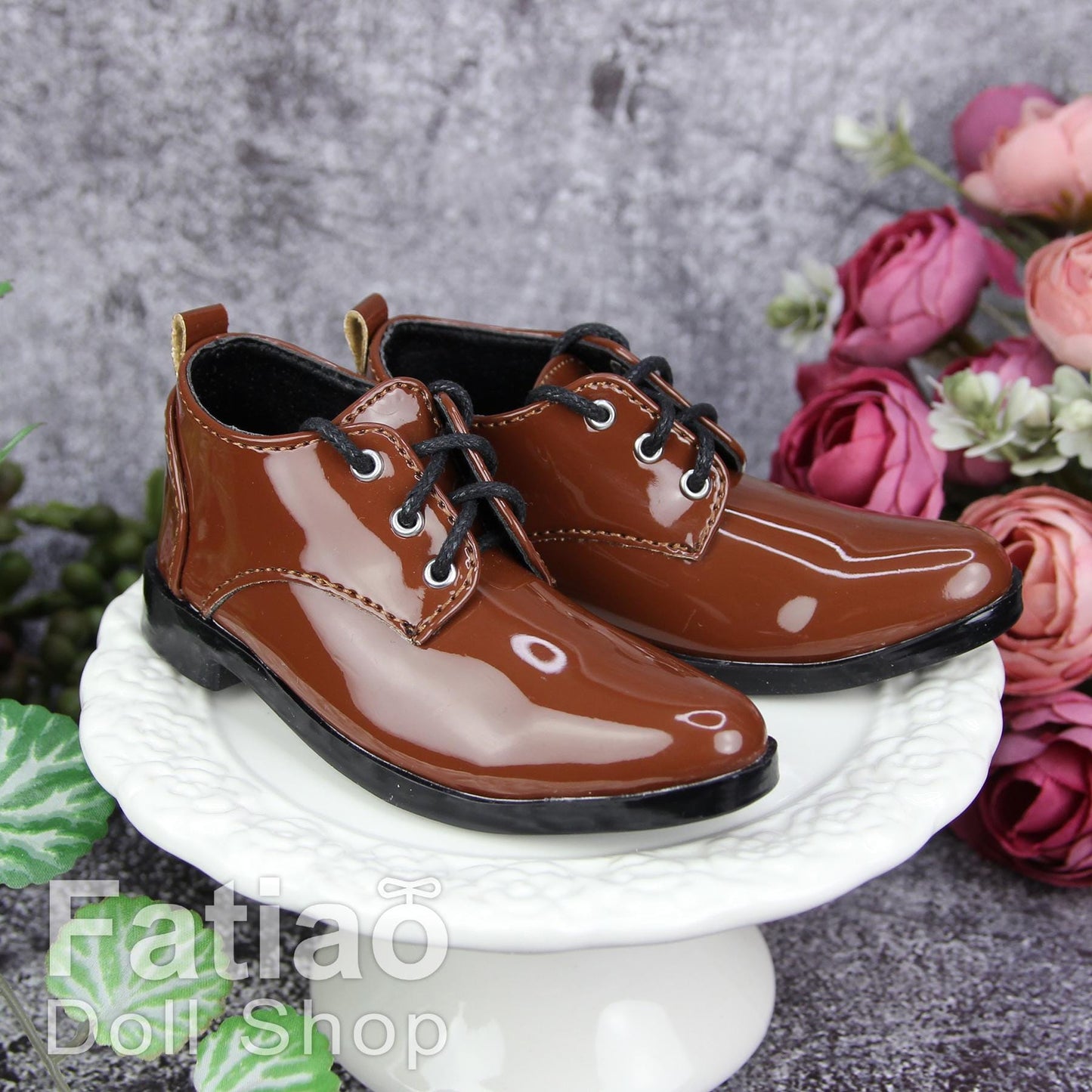 Fatiao - New 1/3 BJD Supper dollfie 13/17SD Boy Tip Leather Suit Derby Shoes Brown/Black(Size 8.5cm)