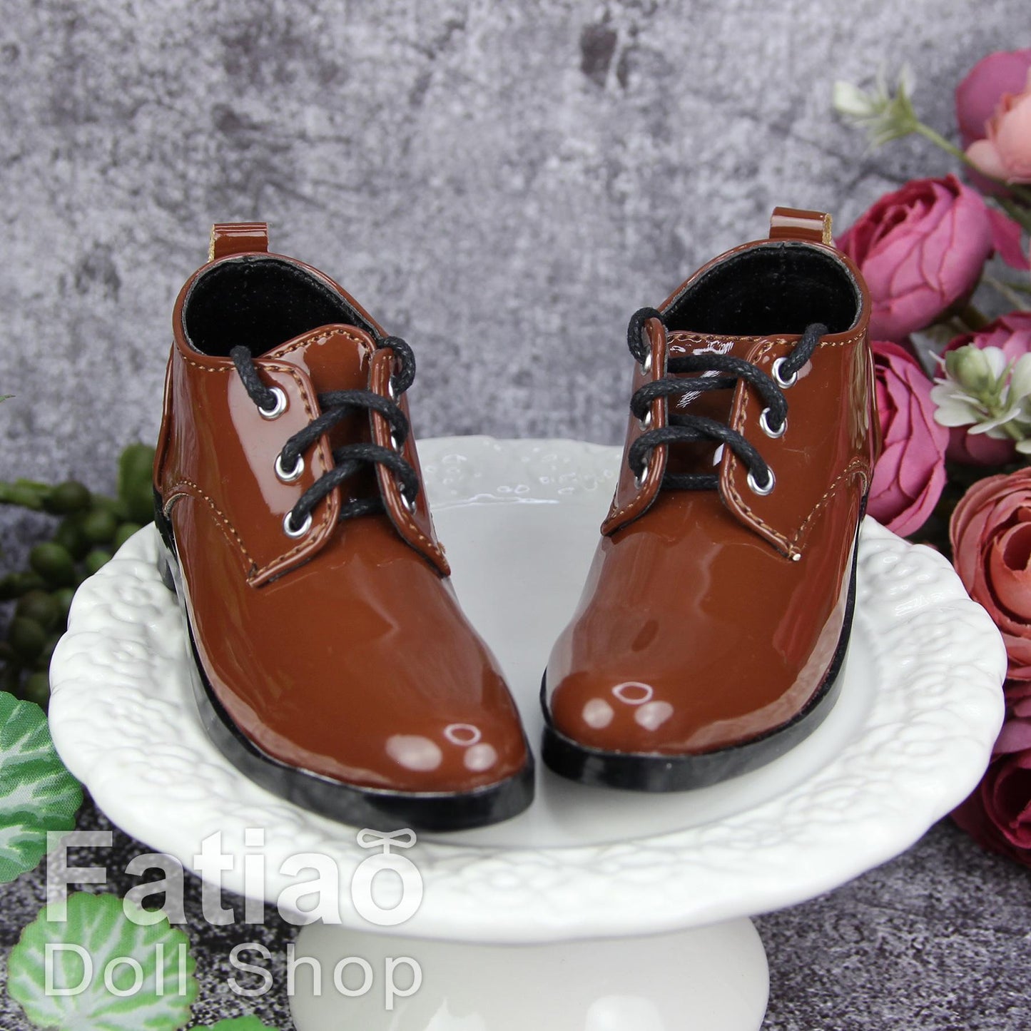 Fatiao - New 1/3 BJD Supper dollfie 13/17SD Boy Tip Leather Suit Derby Shoes Brown/Black(Size 8.5cm)