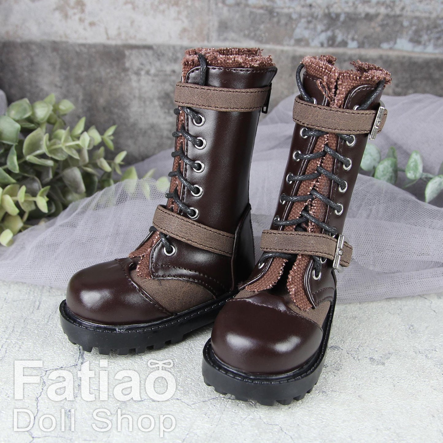 Fatiao - 1/3 BJD SD Supper dollfie Martin Boots Dolls Shoes - Brown (Size 7.5cm)