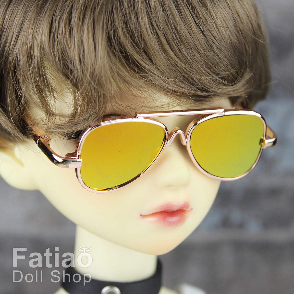 New fashion Full-Rim Dolls Glasses fit 1/3 BJD SD Super Dollfie - Gold
