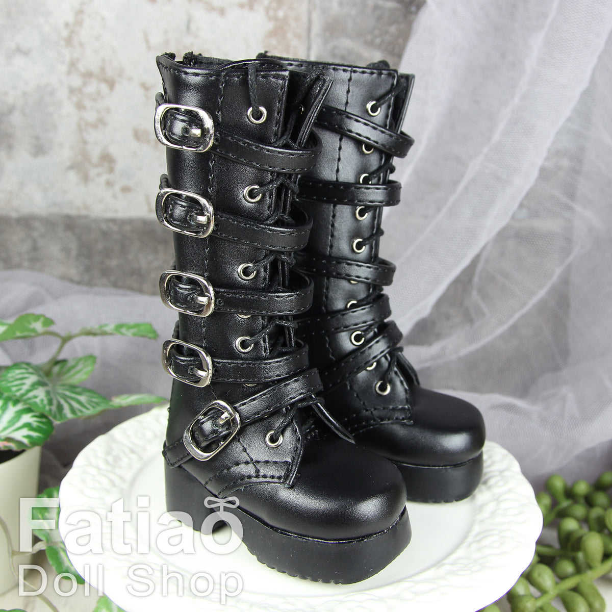 Fatiao - New 1/4 BJD MSD MDD dollfie Boots Dolls Shoes Black (Size 6cm)