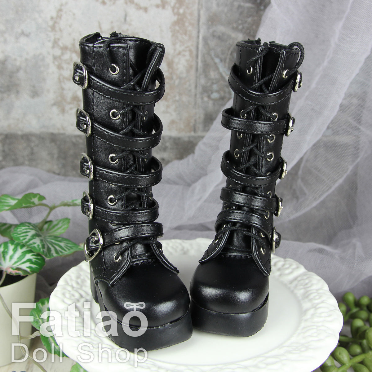 Fatiao - New 1/4 BJD MSD MDD dollfie Boots Dolls Shoes Black (Size 6cm)