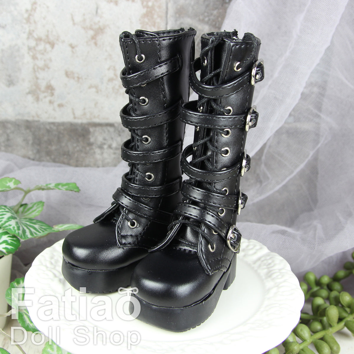 Fatiao - New 1/4 BJD MSD MDD dollfie Boots Dolls Shoes Black (Size 6cm)
