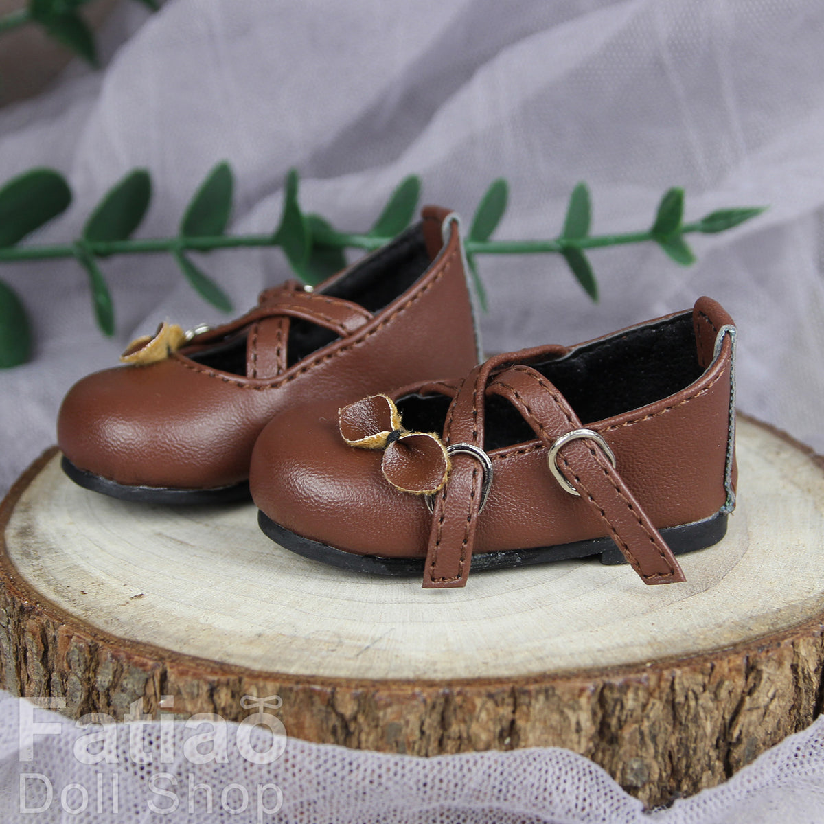Fatiao - New 1/4 BJD MSD MDD Dollfie Dolls Mary Jane Shoes - Brown (Size 5.5cm)