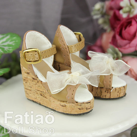 Fatiao - New 1/4 BJD MSD Dollfie Dolls Wedge sandals Shoes - ocher (Size 5cm)