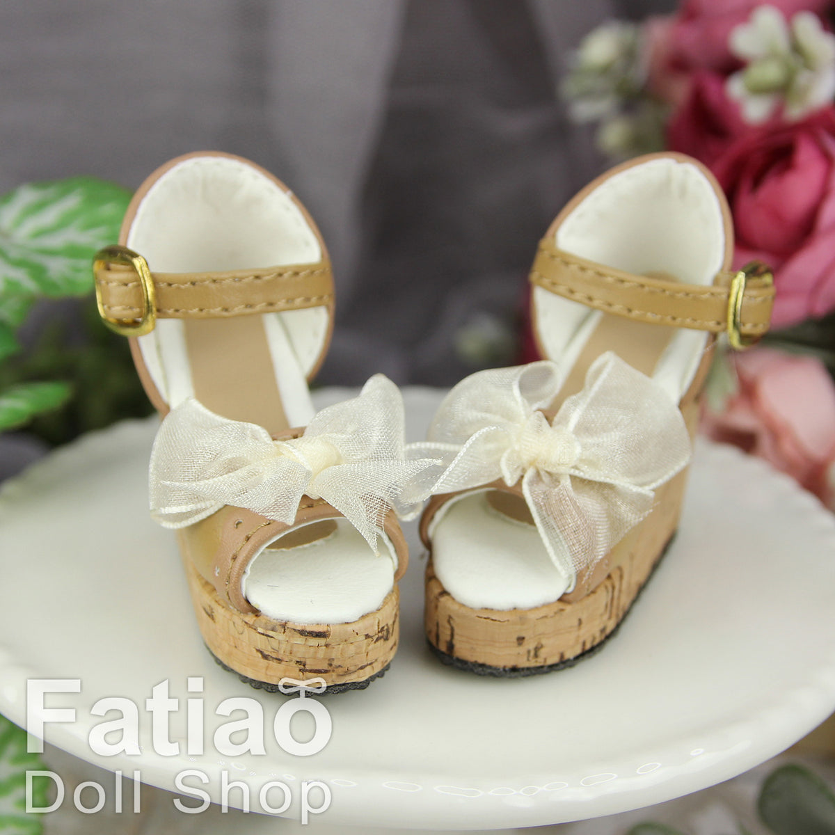Fatiao - New 1/4 BJD MSD Dollfie Dolls Wedge sandals Shoes - ocher (Size 5cm)
