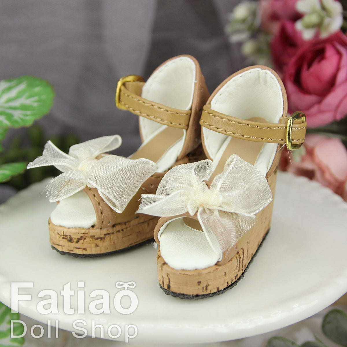 Fatiao - New 1/4 BJD MSD Dollfie Dolls Wedge sandals Shoes - ocher (Size 5cm)
