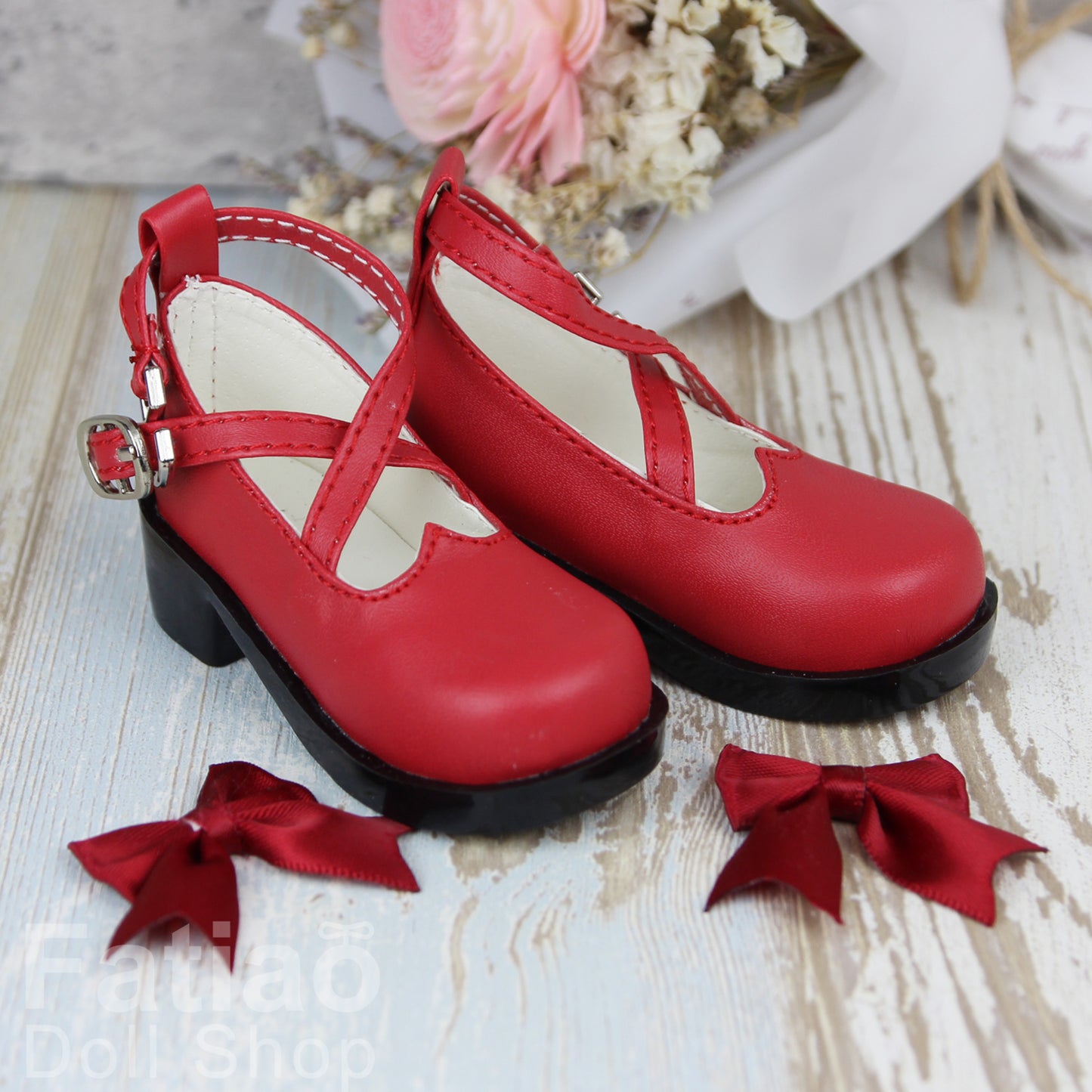 Fatiao - New 1/3 BJD Dollfie Dolls Mary Jane Shoes - Red (Size 6.5cm)