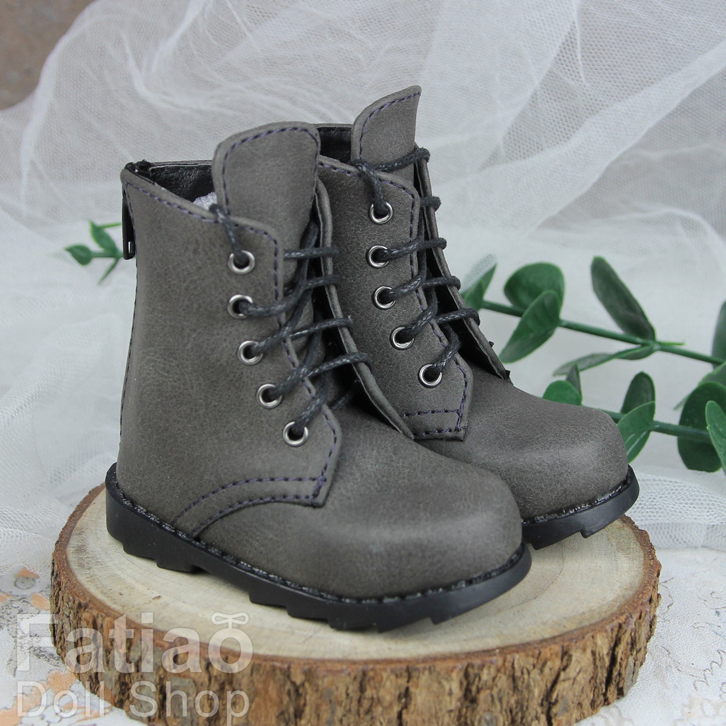 Fatiao - 1/3 BJD SD Supper dollfie Boots Dolls Shoes - Gray (Size 7.5cm)