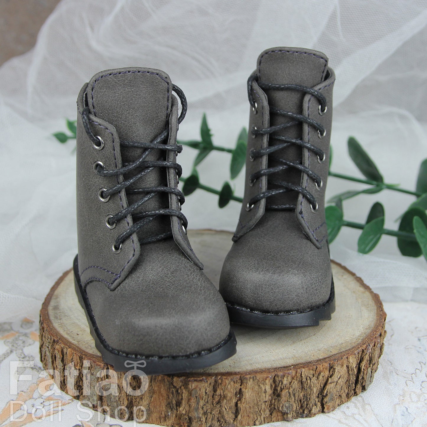 Fatiao - 1/3 BJD SD Supper dollfie Boots Dolls Shoes - Gray (Size 7.5cm)