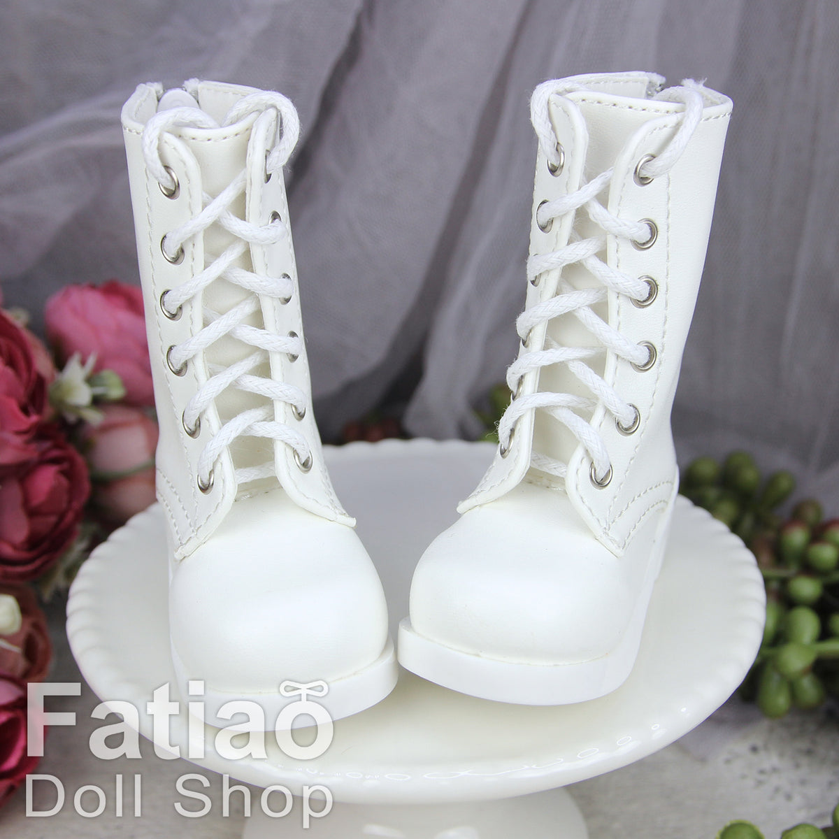 Fatiao - New 1/3 BJD Dollfie DD Dolls Shoes Boots - White (Size 6.5cm)