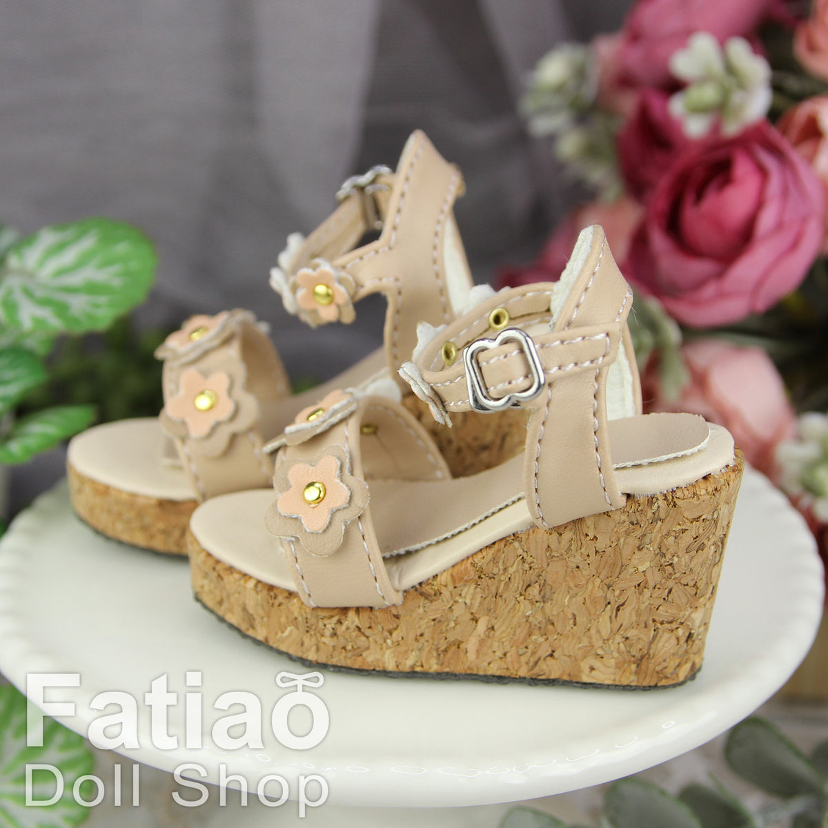 Fatiao -  1/3 BJD Super Dollfie SD DD girl Doll Wedge sandals Shoes - ocher (Size 6.5cm)