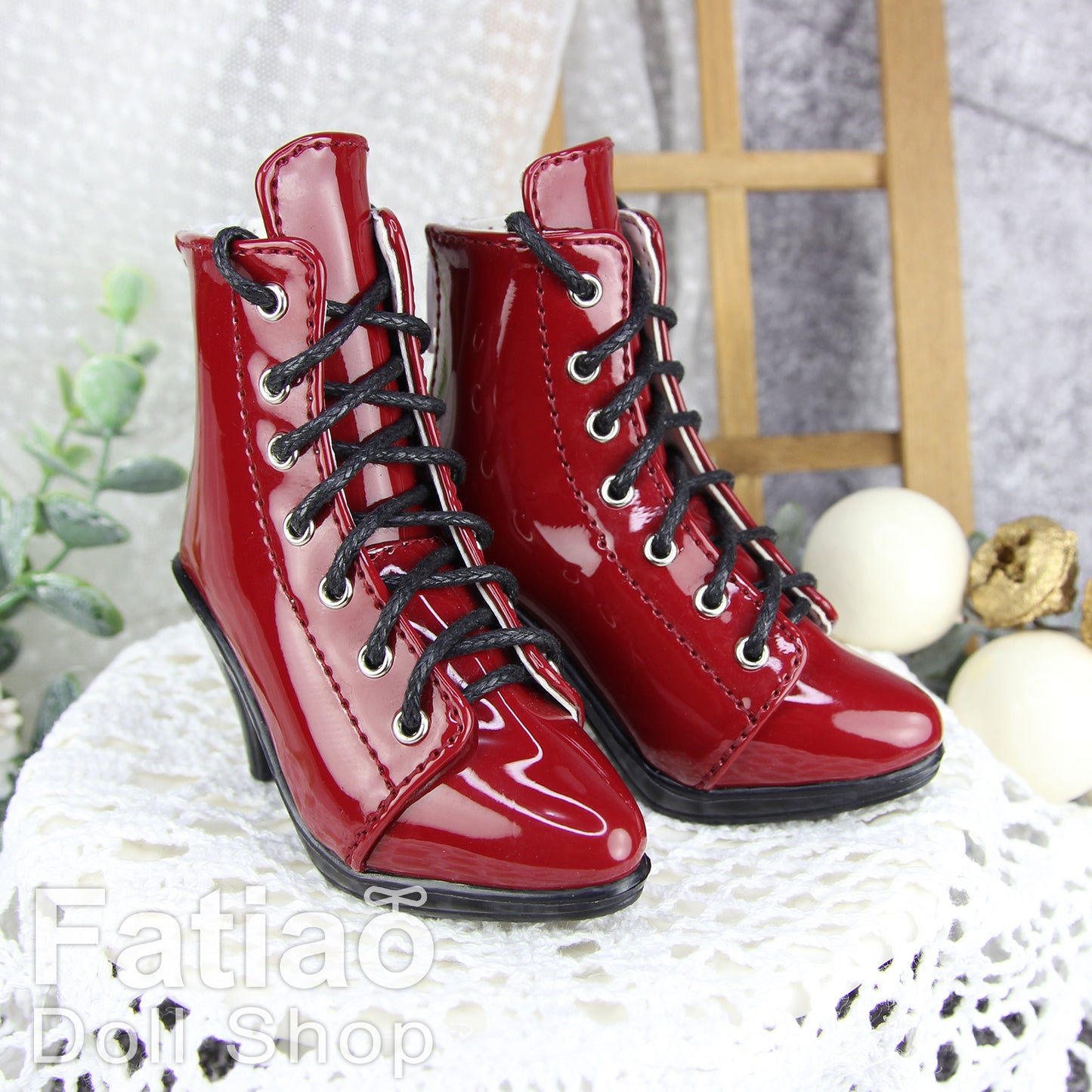 Fatiao -  Dollfie 1/3 BJD SD High Heeled Shoes Boots - Red (Size 6.5cm)
