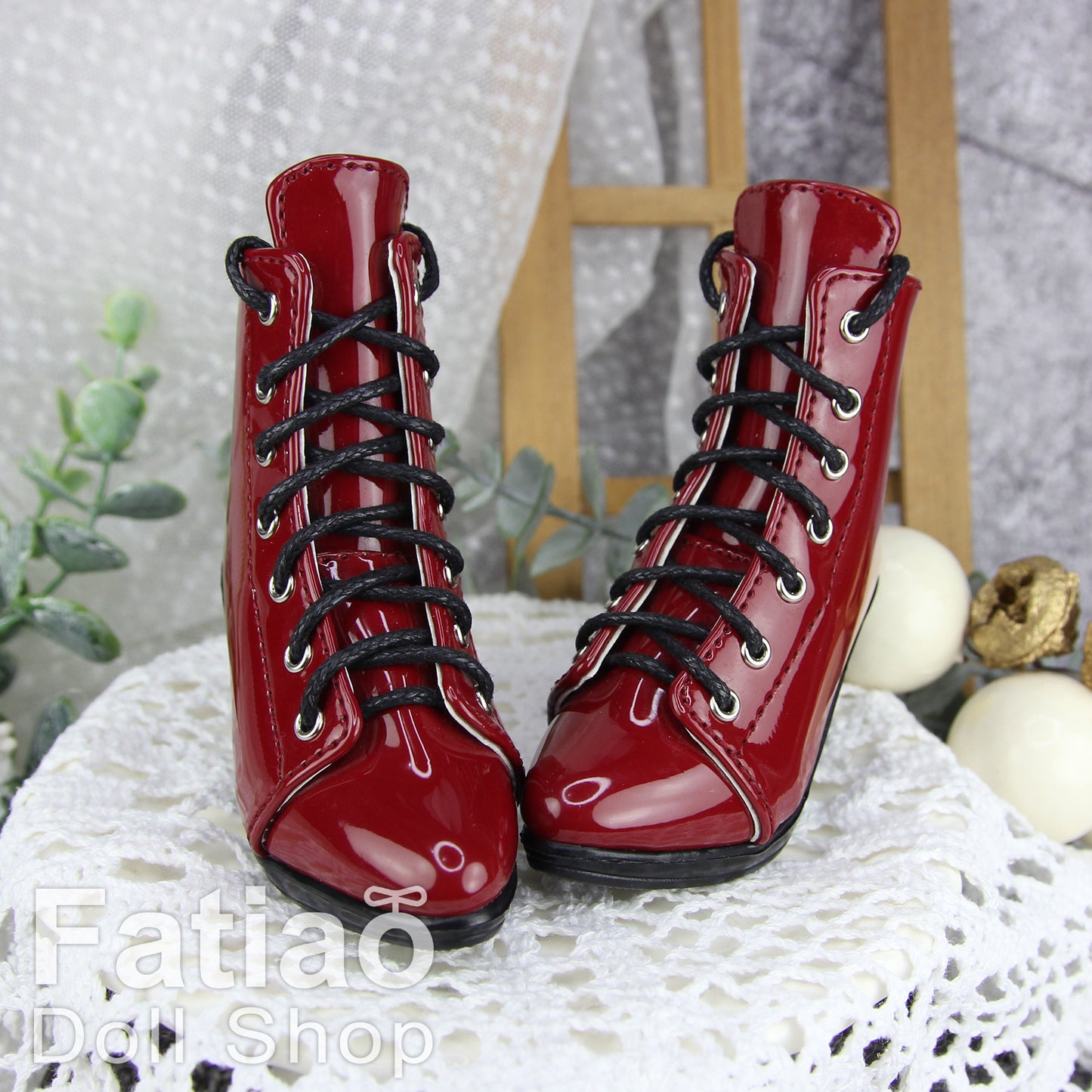 Fatiao -  Dollfie 1/3 BJD SD High Heeled Shoes Boots - Red (Size 6.5cm)