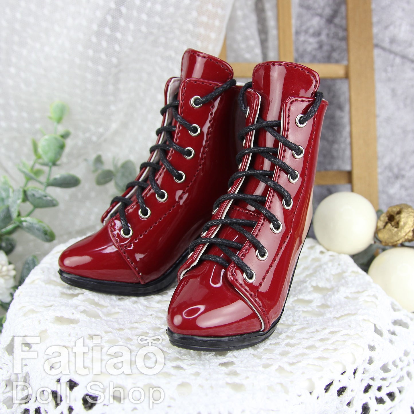 Fatiao -  Dollfie 1/3 BJD SD High Heeled Shoes Boots - Red (Size 6.5cm)